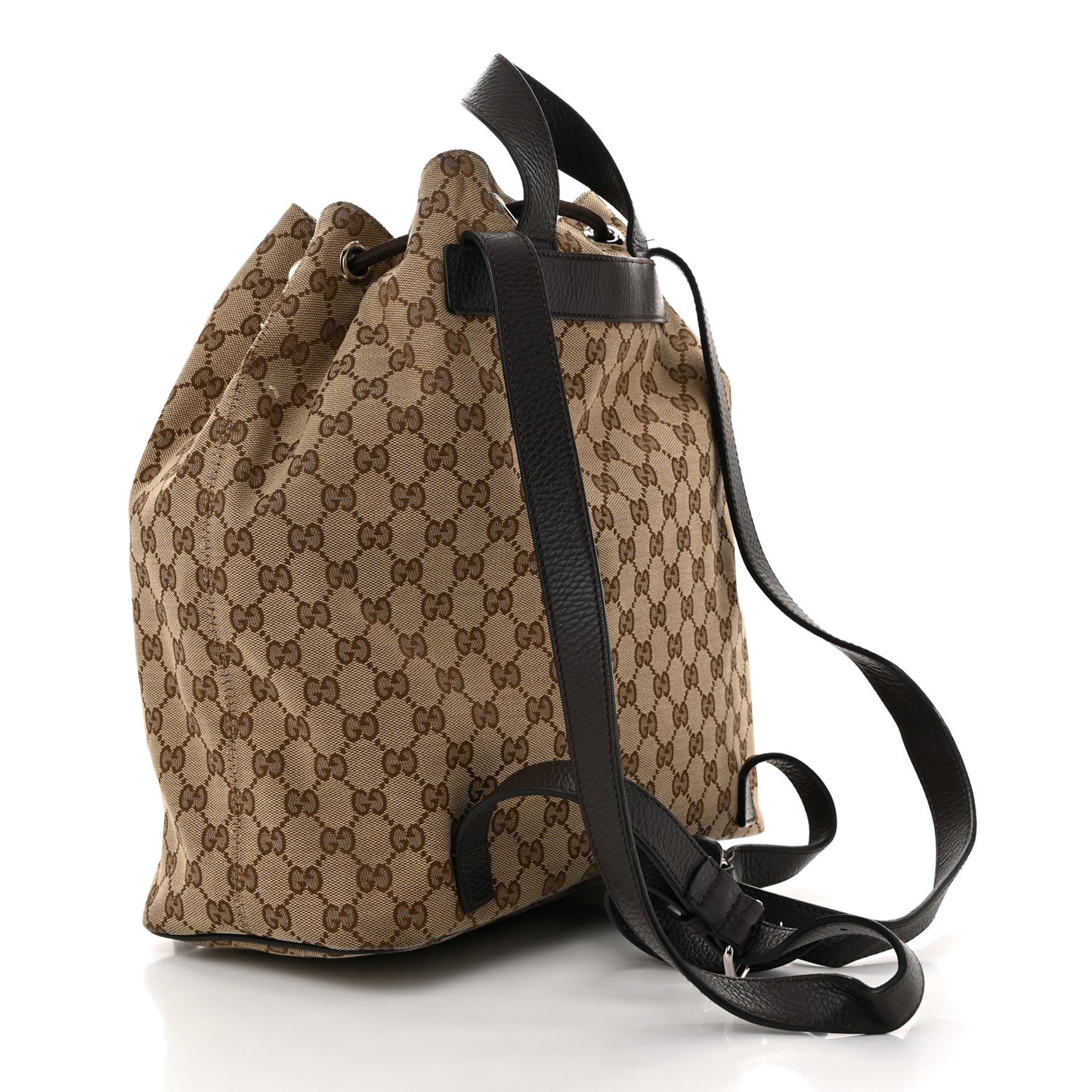 Monogram Dollar Calfskin O Drawstring Backpack Beige Ebony Testa di Moro Dark Chocolate
