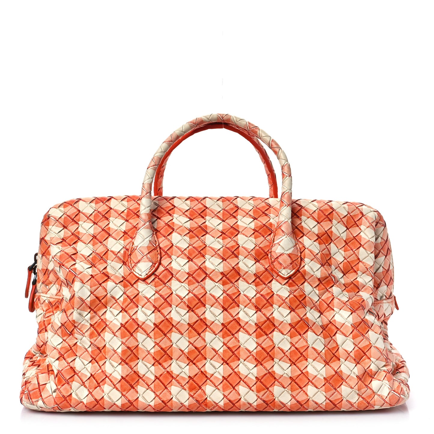 Nappa Intrecciato Gingham Boston White Orange