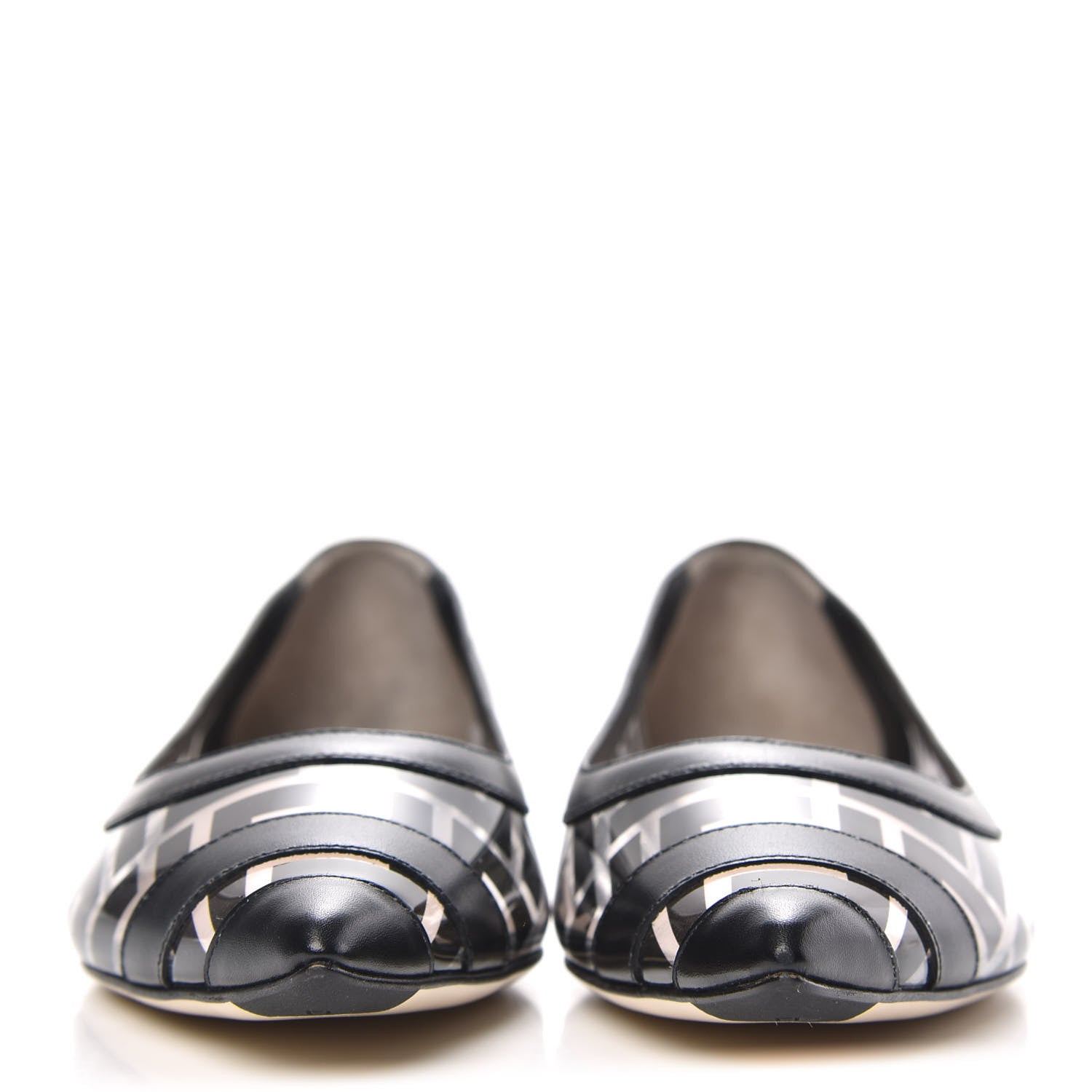 Fendi PVC Calfskin FF Colibri Ballerina Flats 37 Black 2 of 7