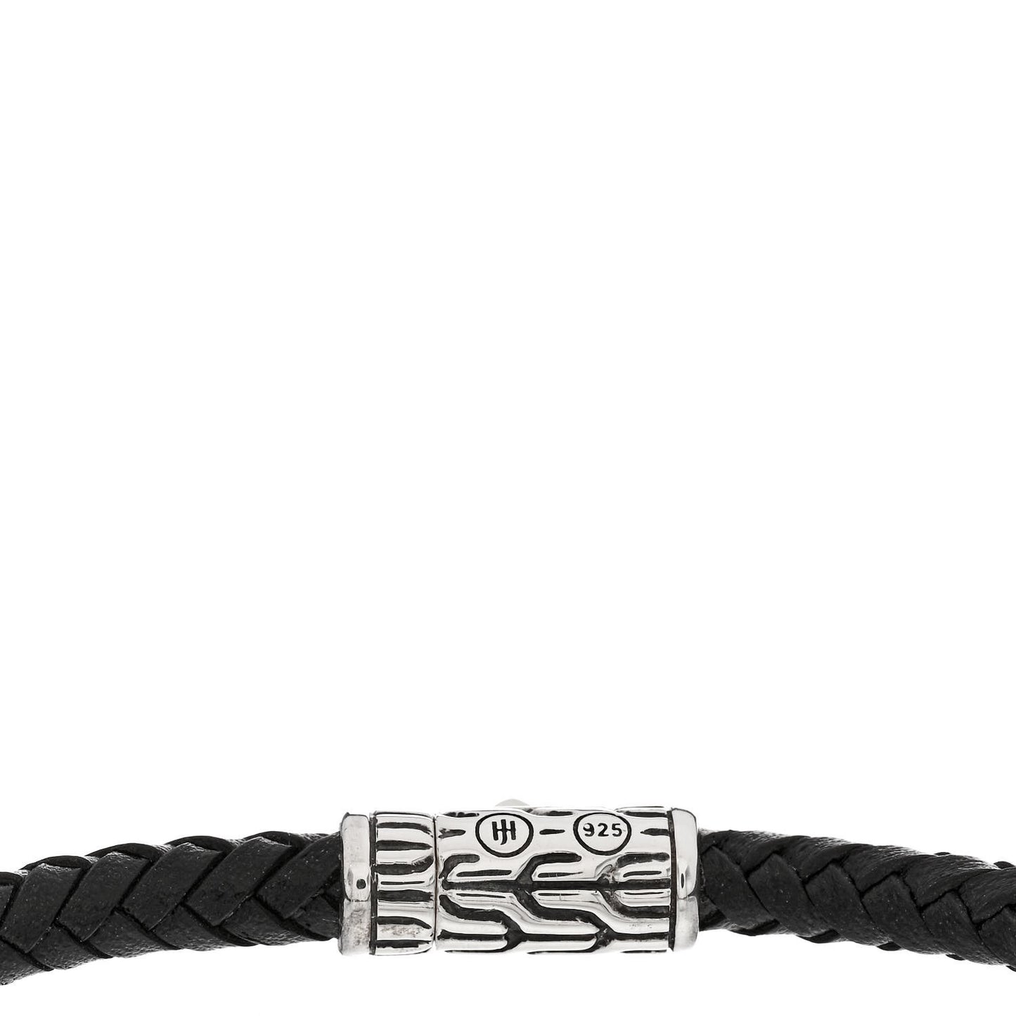 Sterling Silver Pyrite Leather Classic Chain Bracelet Black