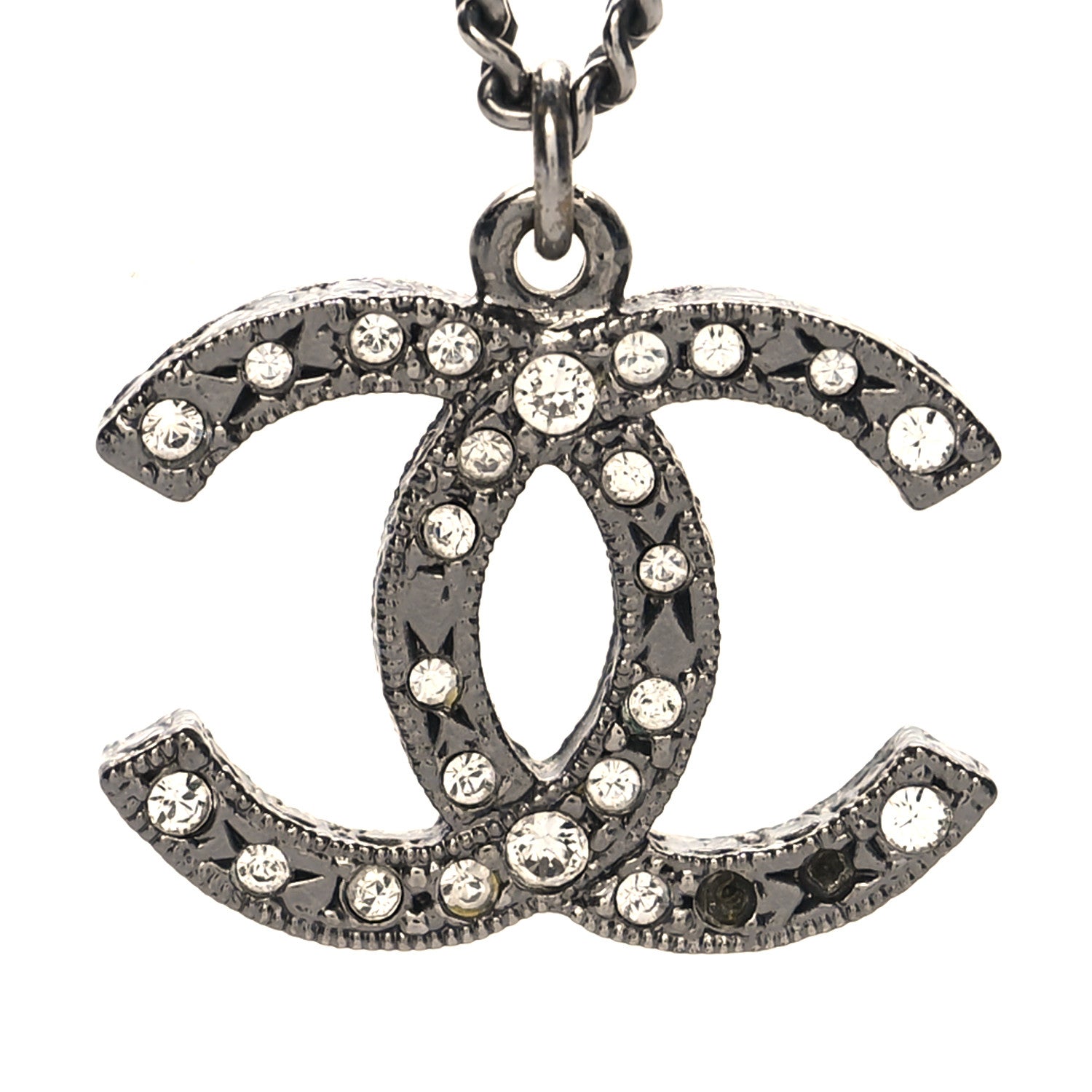 Chanel Crystal Timeless CC Necklace Ruthenium 5 of 5