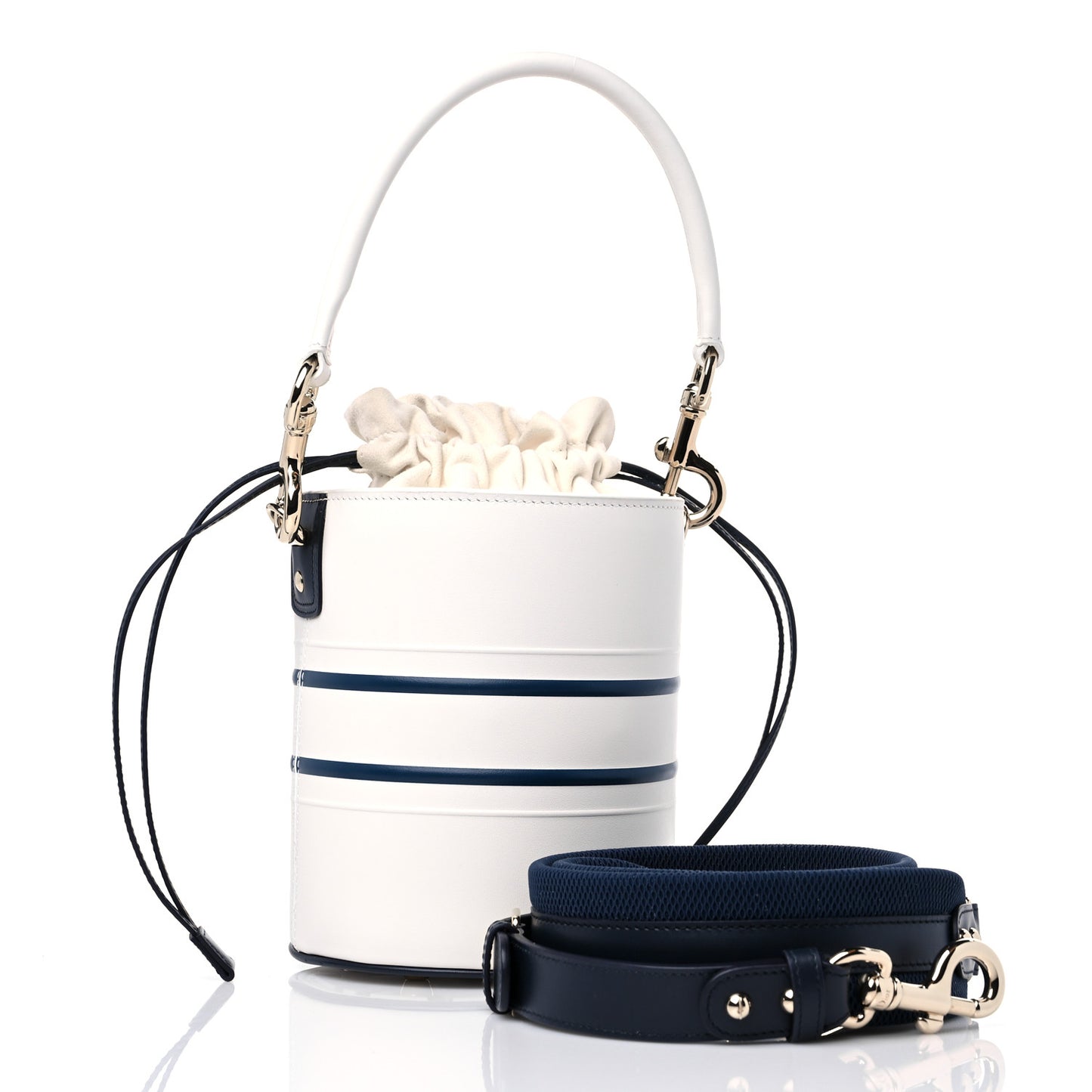 Calfskin Small Dior Vibe Bucket White Blue