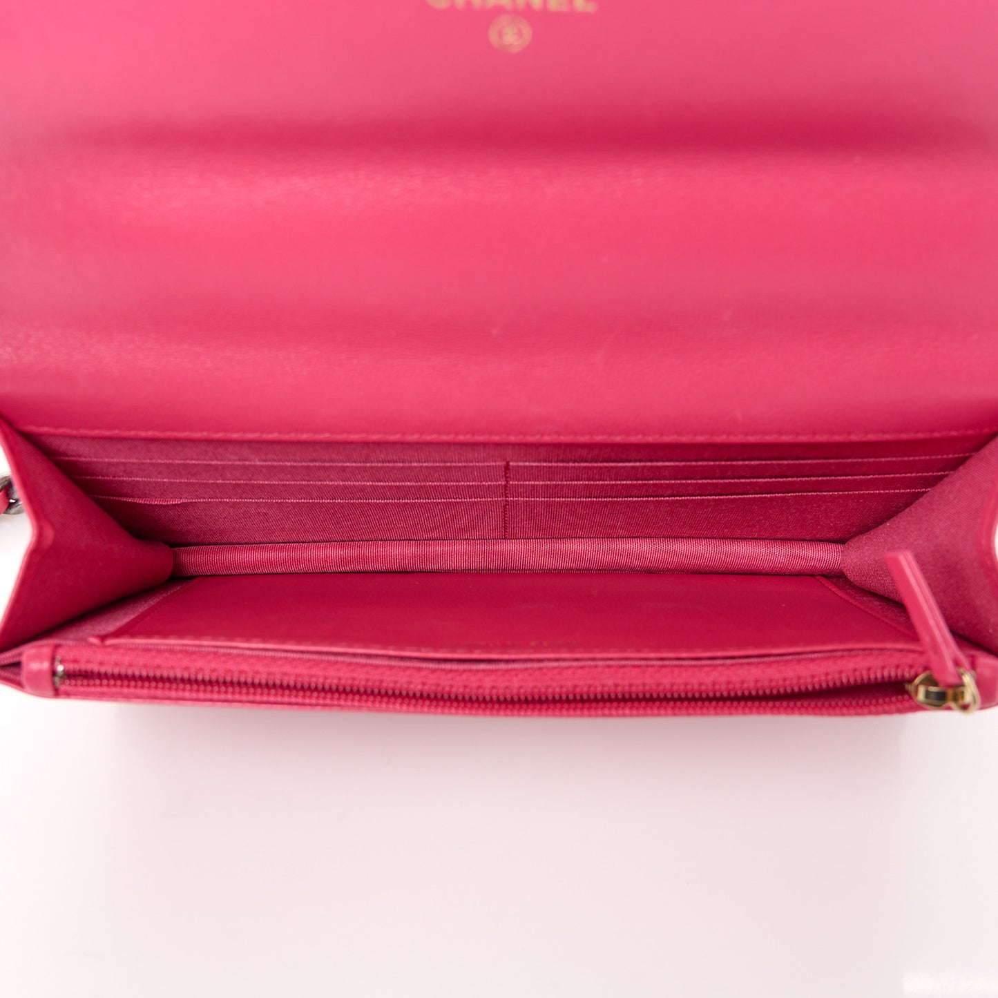 Lambskin Quilted Chanel 19 Wallet On Chain WOC Dark Pink