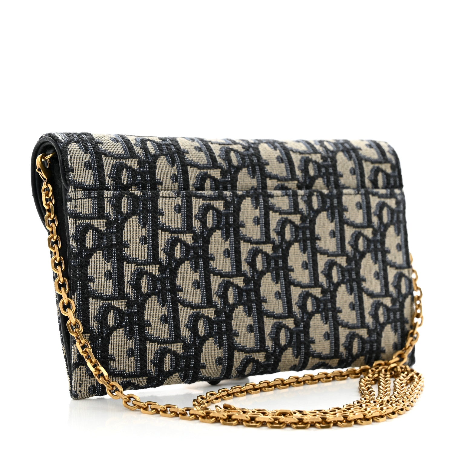 Christian Dior Oblique Saddle Chain Long Wallet Blue 2 of 12