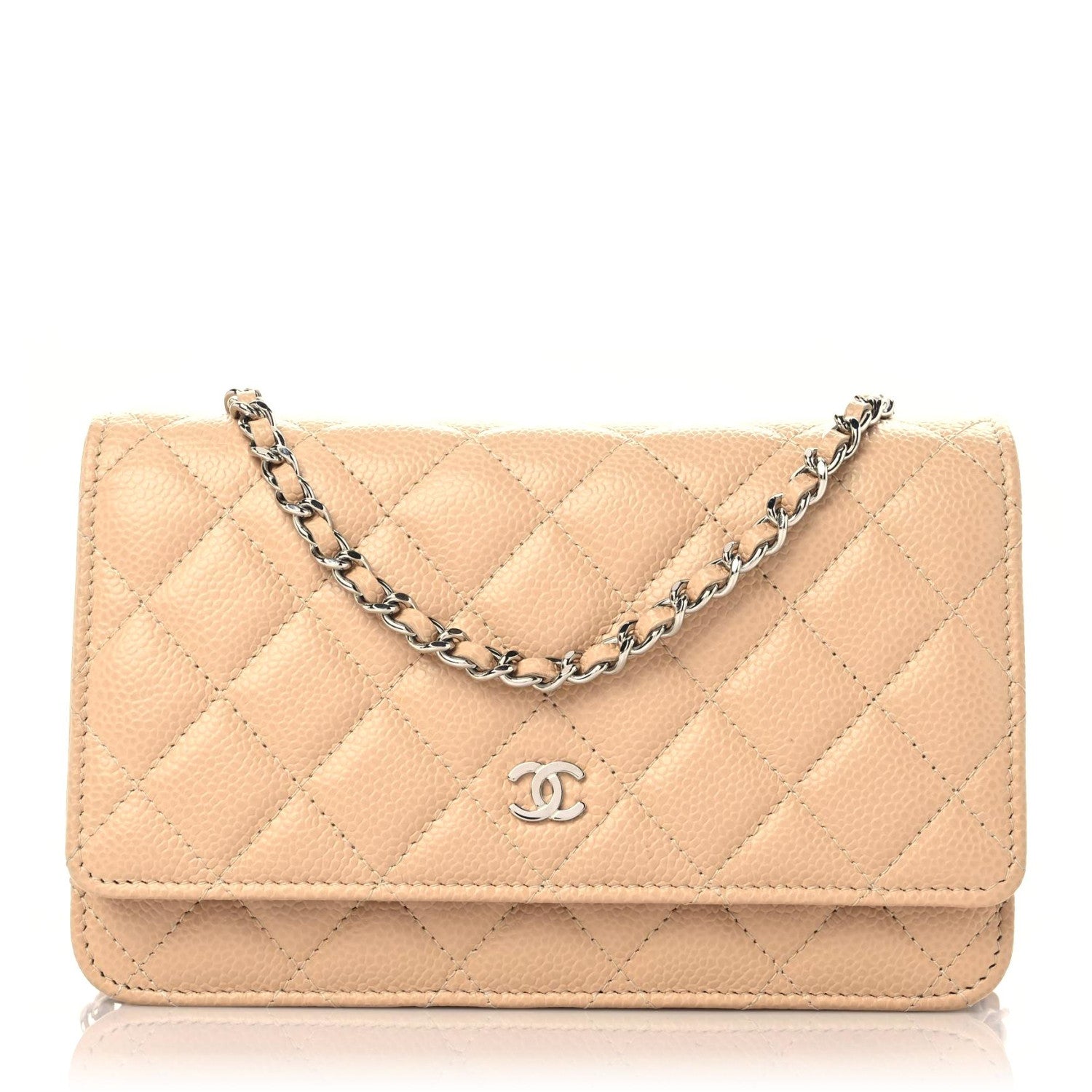 Chanel Caviar Quilted Wallet On Chain WOC Beige 1 of 15