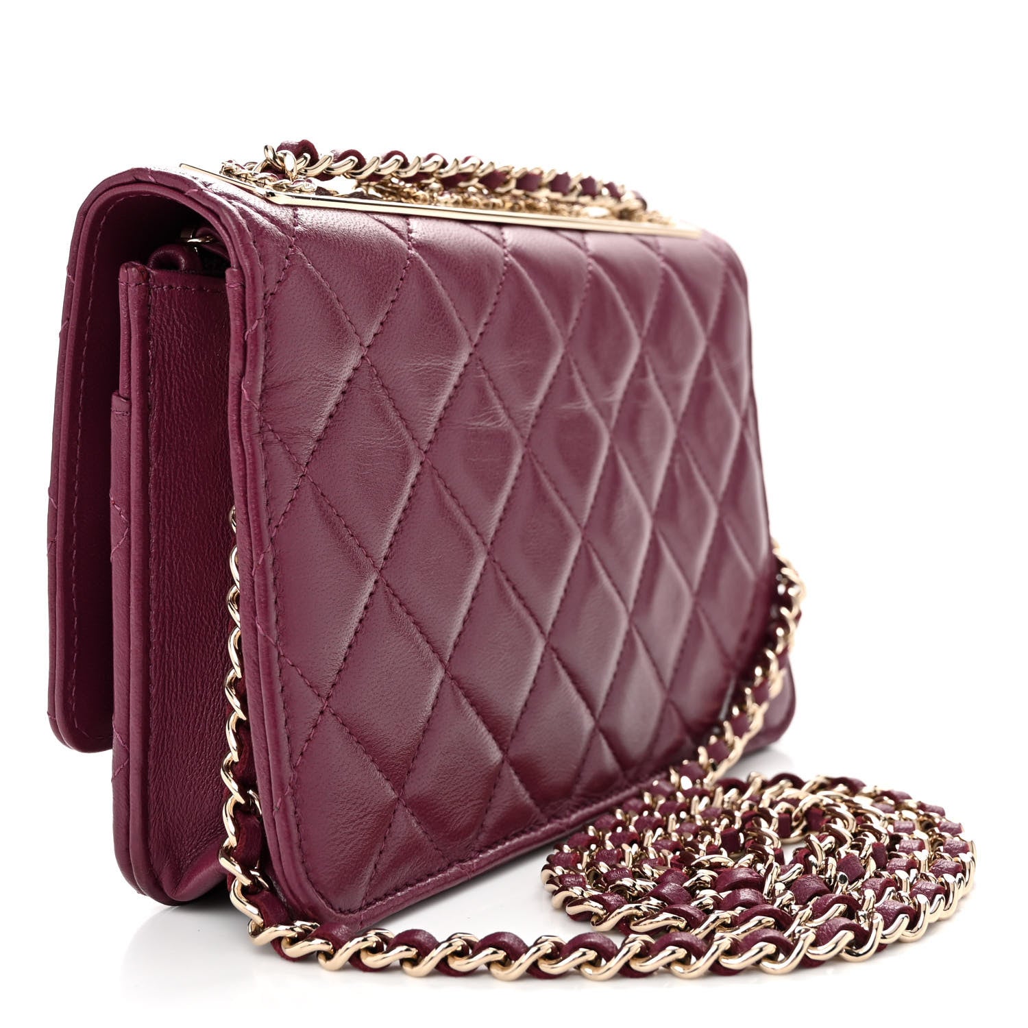 Chanel Lambskin Quilted Trendy Chain CC Wallet On Chain WOC Purple 3 of 13