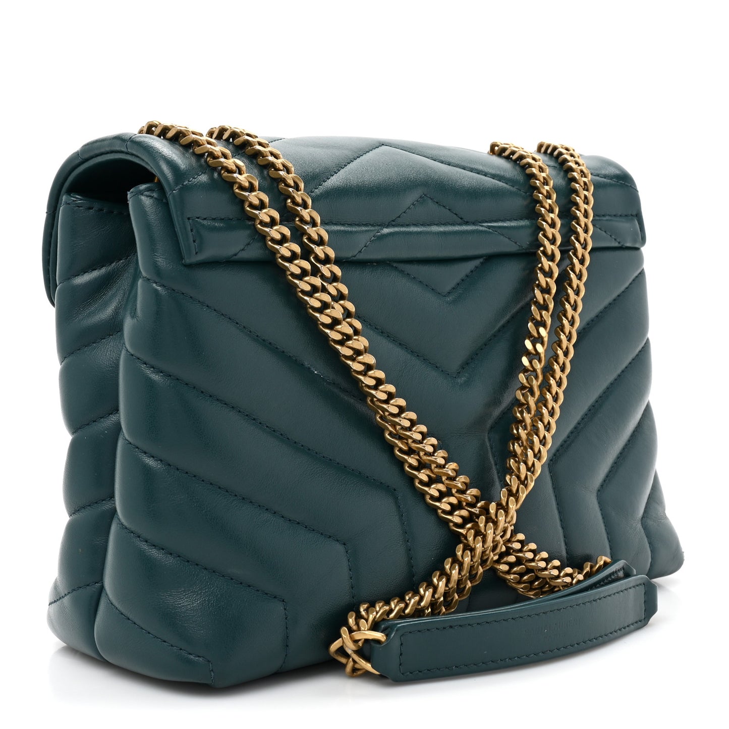 Calfskin Y Quilted Monogram Small Loulou Chain Satchel Green
