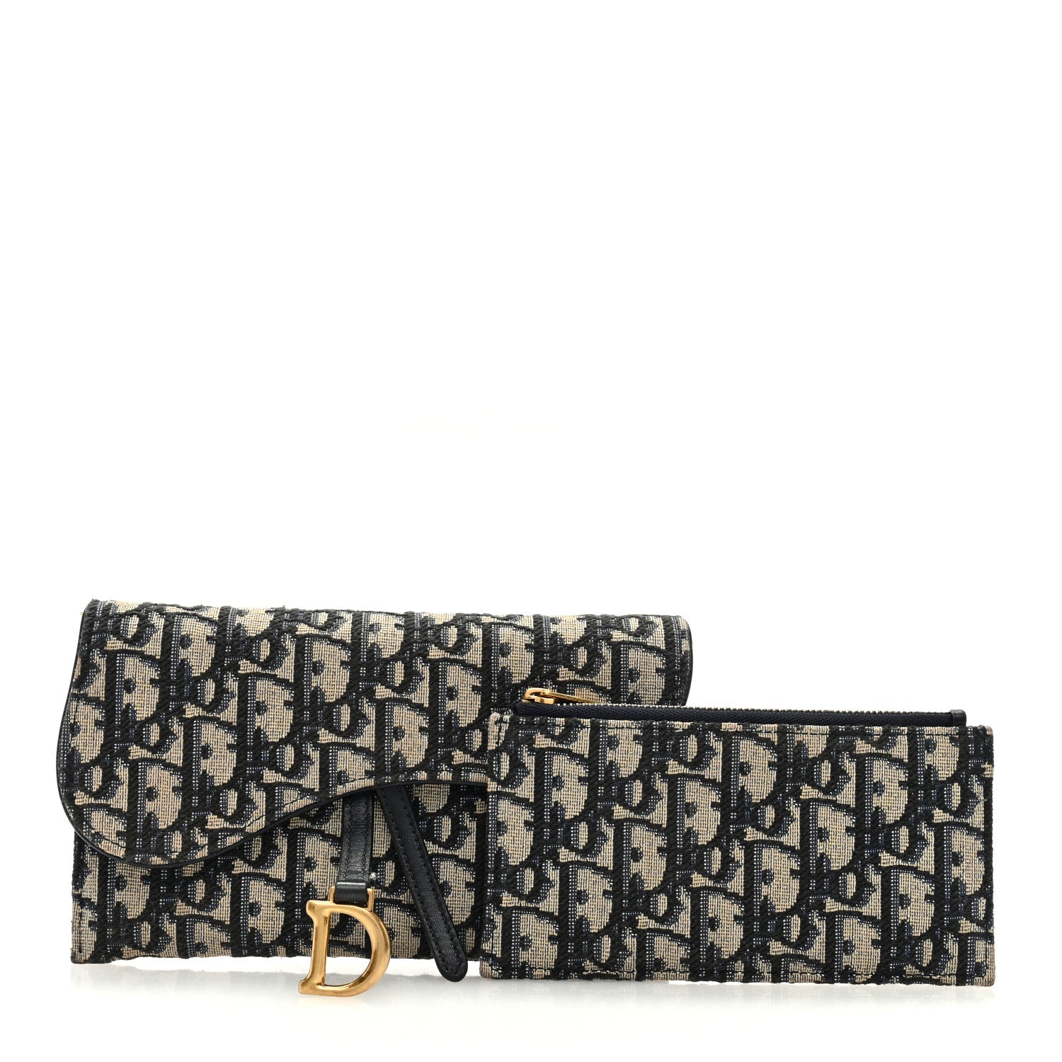 Christian Dior Oblique Saddle Chain Long Wallet Blue 3 of 7
