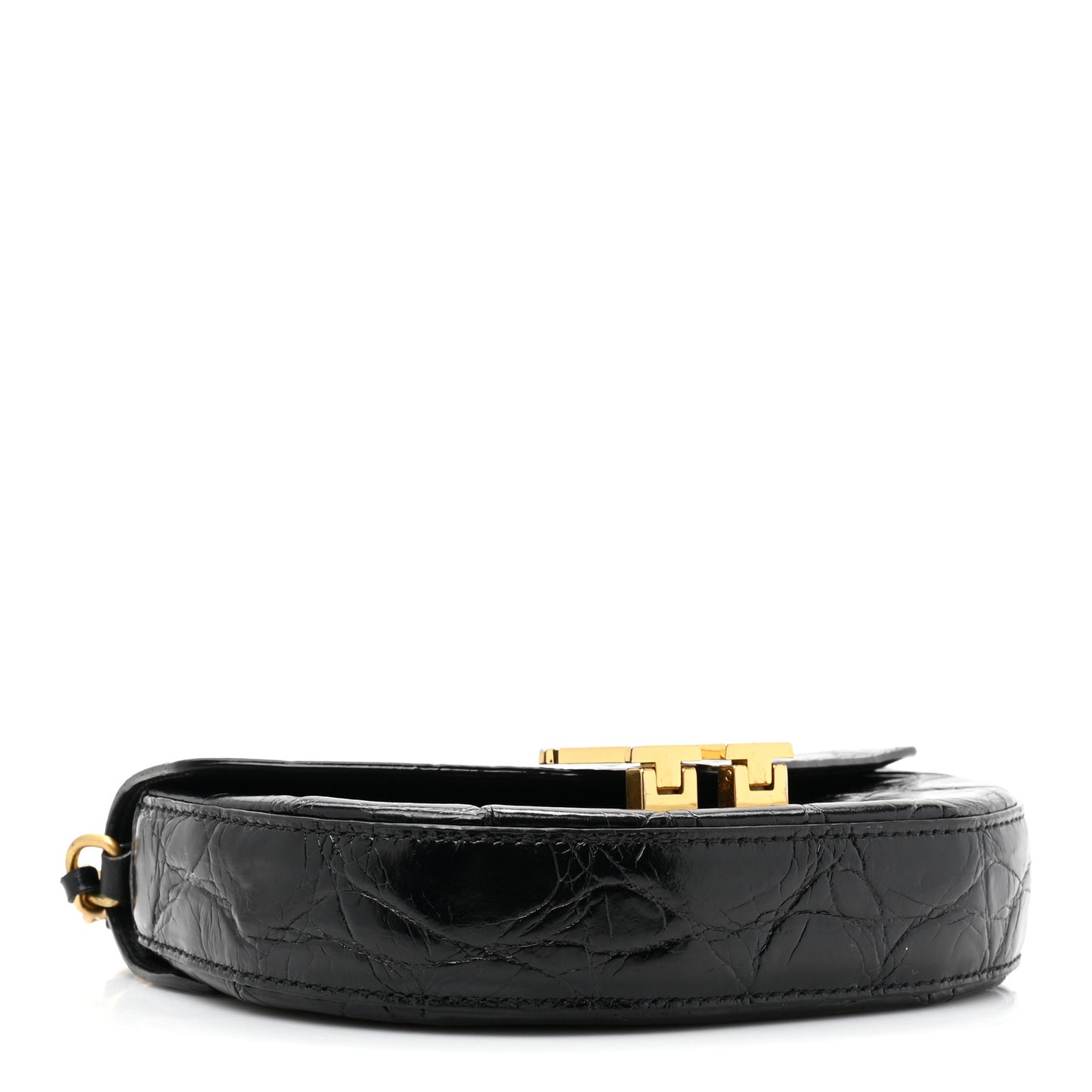 Crocodile Embossed Calfskin W Legacy Saddle Bag Black