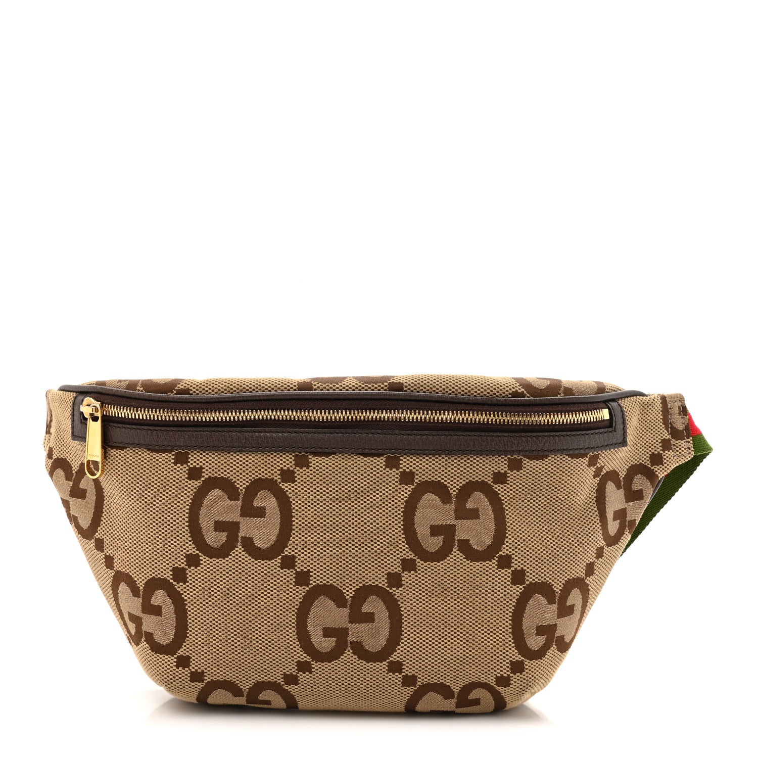 Gucci Monogram Jumbo GG Textured Dollar Calfskin Web Belt Bag