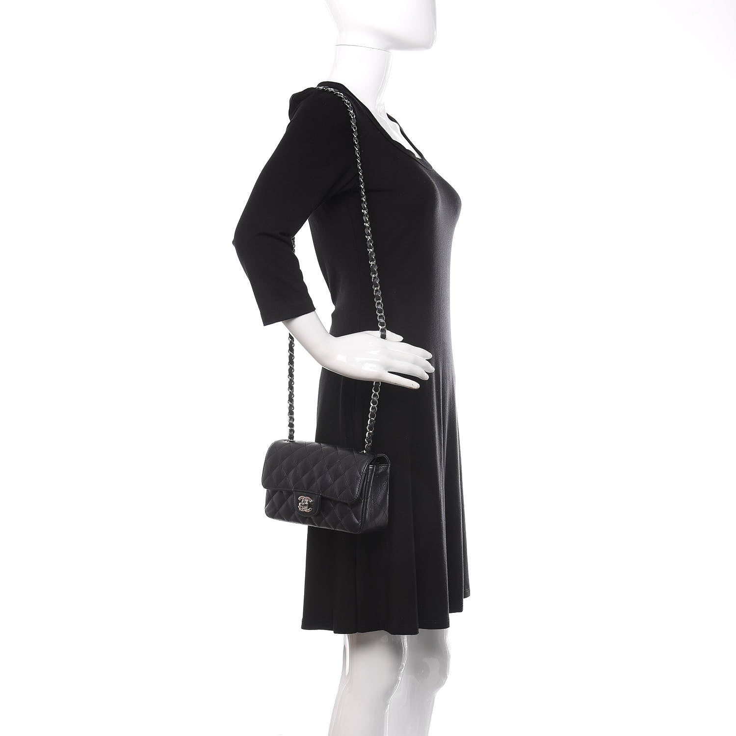 Chanel Calfskin Quilted Mini Rectangular Flap Black 2 of 10