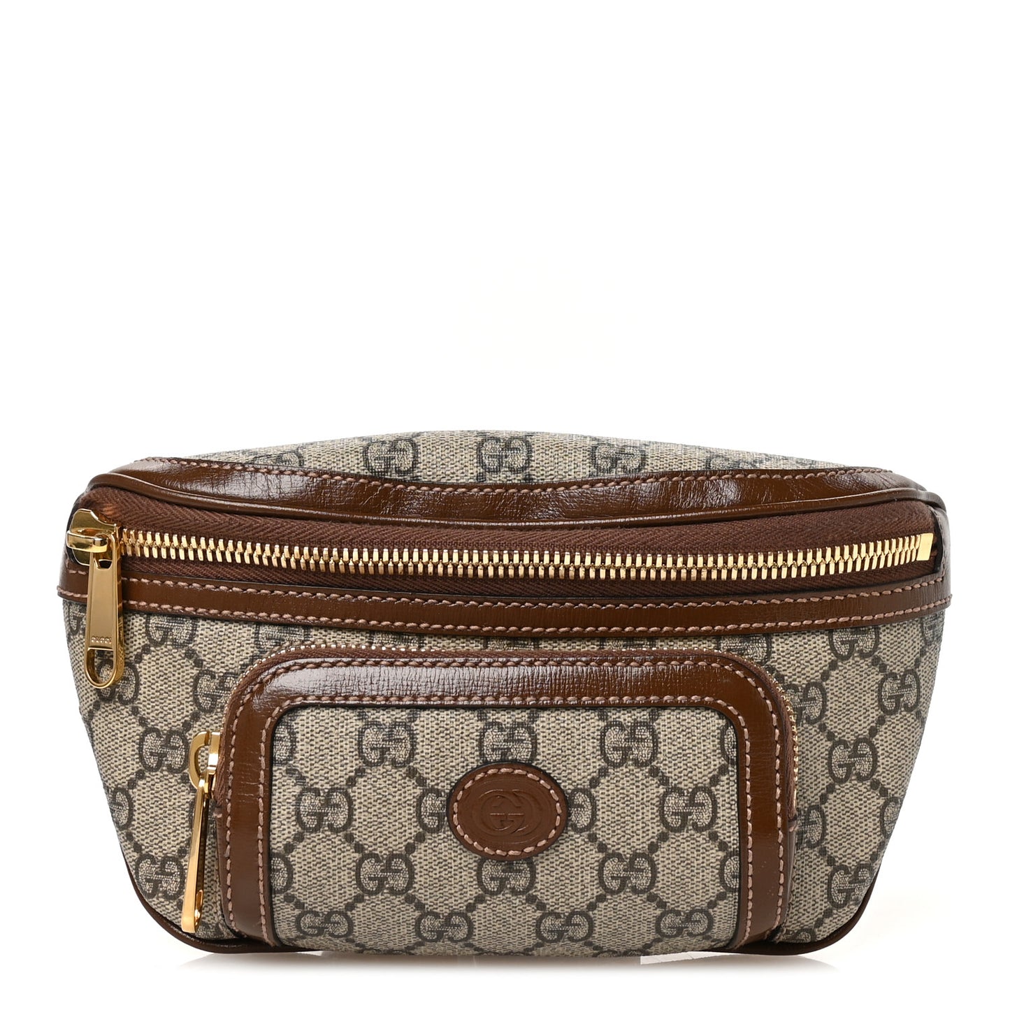 GG Supreme Monogram Textured Calfskin Retro Interlocking G Belt Bag Beige Ebony Brown Sugar