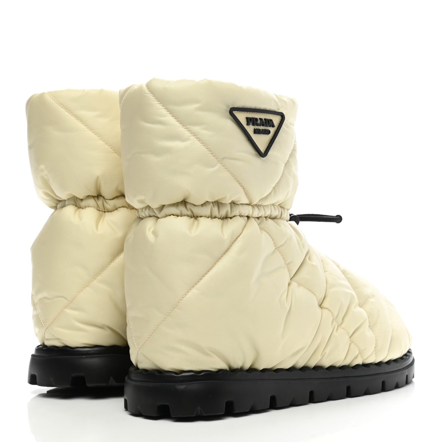 Prada Re-Nylon Piuma Triangle Logo Padded Drawcord 20mm Snow Boots 36 Avorio 4 of 10