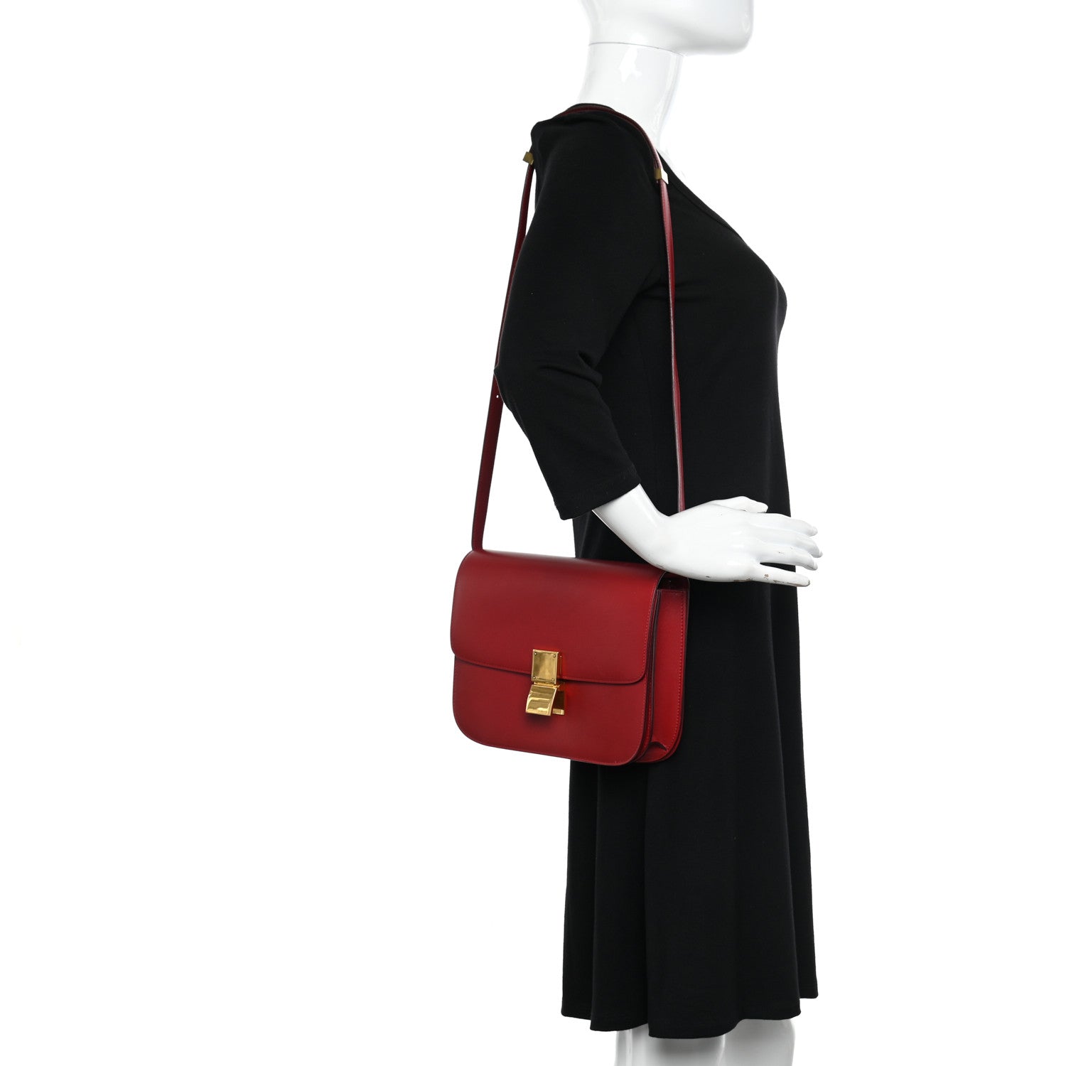 Celine Box Calfskin Medium Classic Box Flap Bag Red 2 of 12