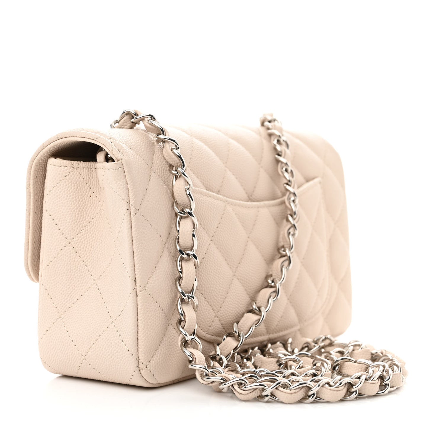 Caviar Quilted Mini Rectangular Flap Light Beige