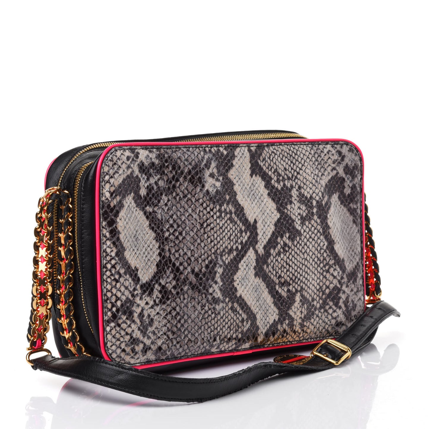 Eco Python Double Zip Camera Bag Chalk Pink
