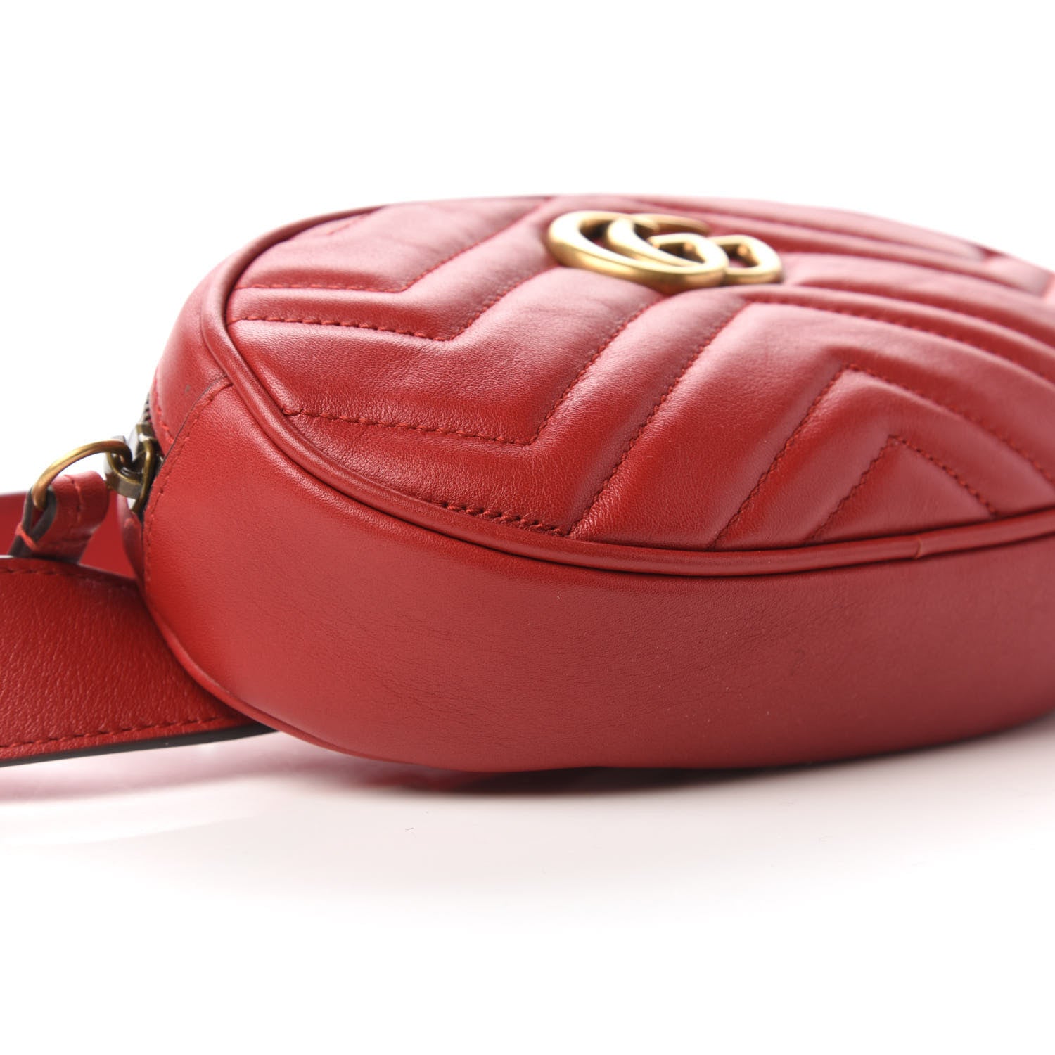 Gucci Calfskin Matelasse GG Marmont Belt Bag 85 34 Hibiscus Red 6 of 11