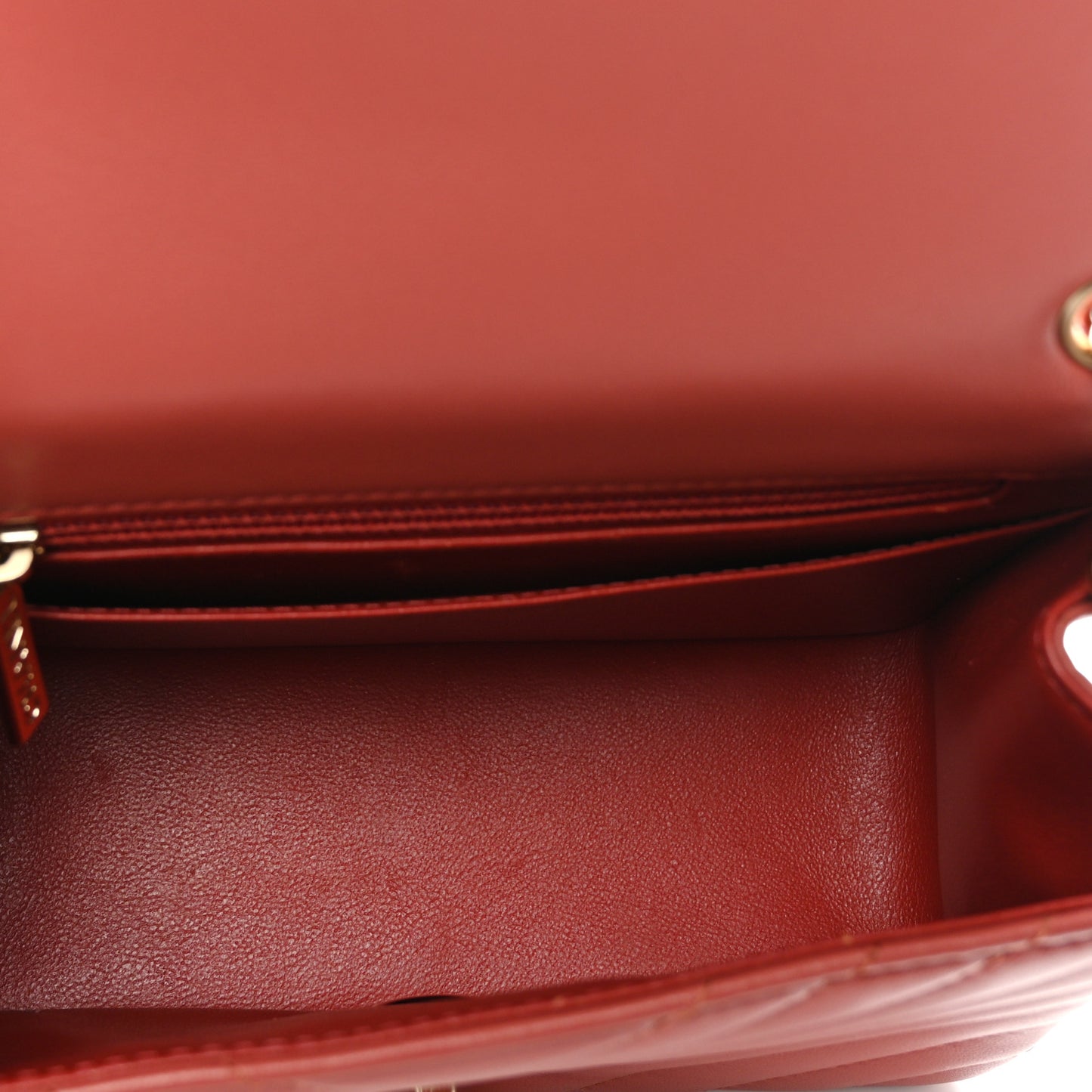 Lambskin Chevron Quilted Mini Square Flap Rosewood