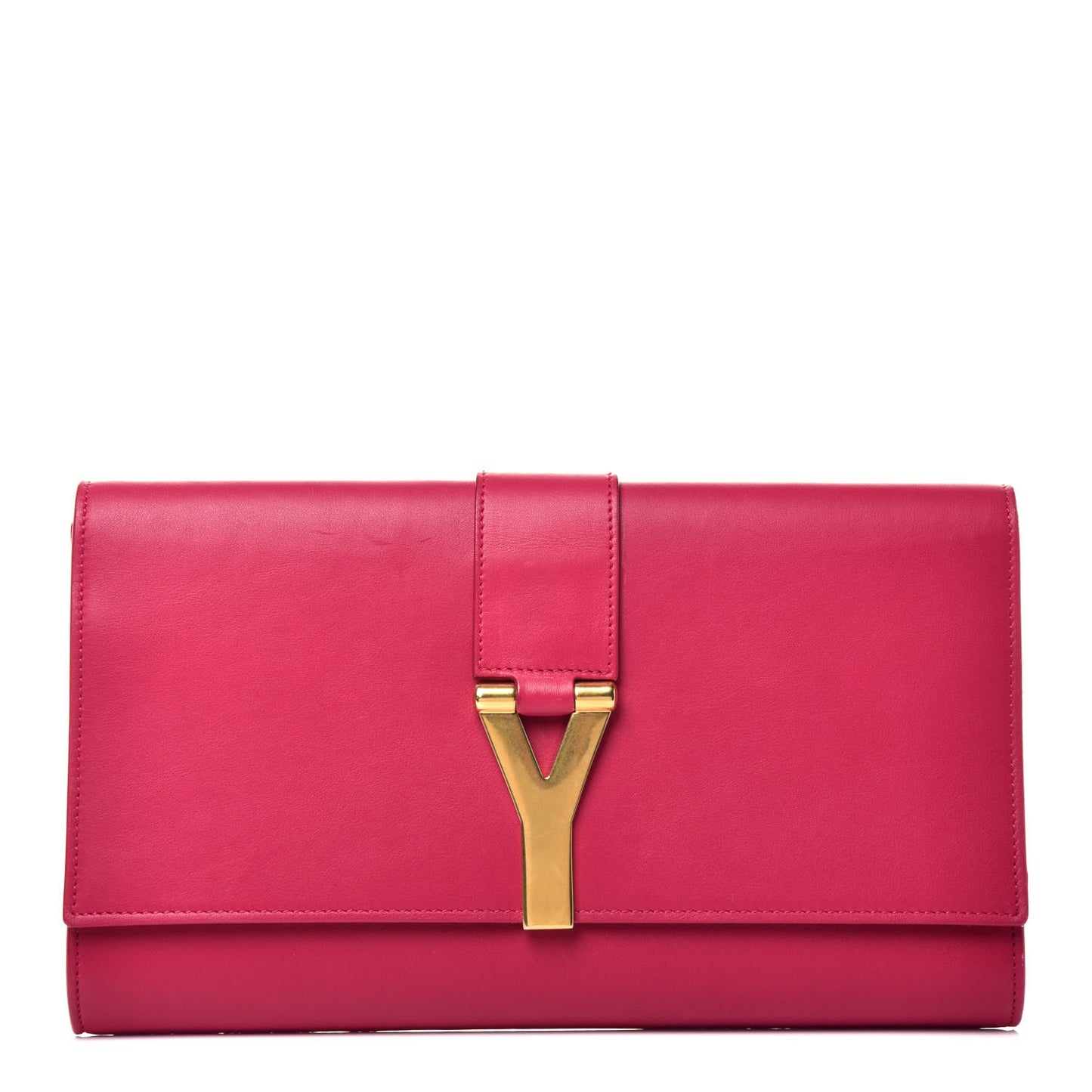 Calfskin Classic Y Ligne Clutch Fuchsia
