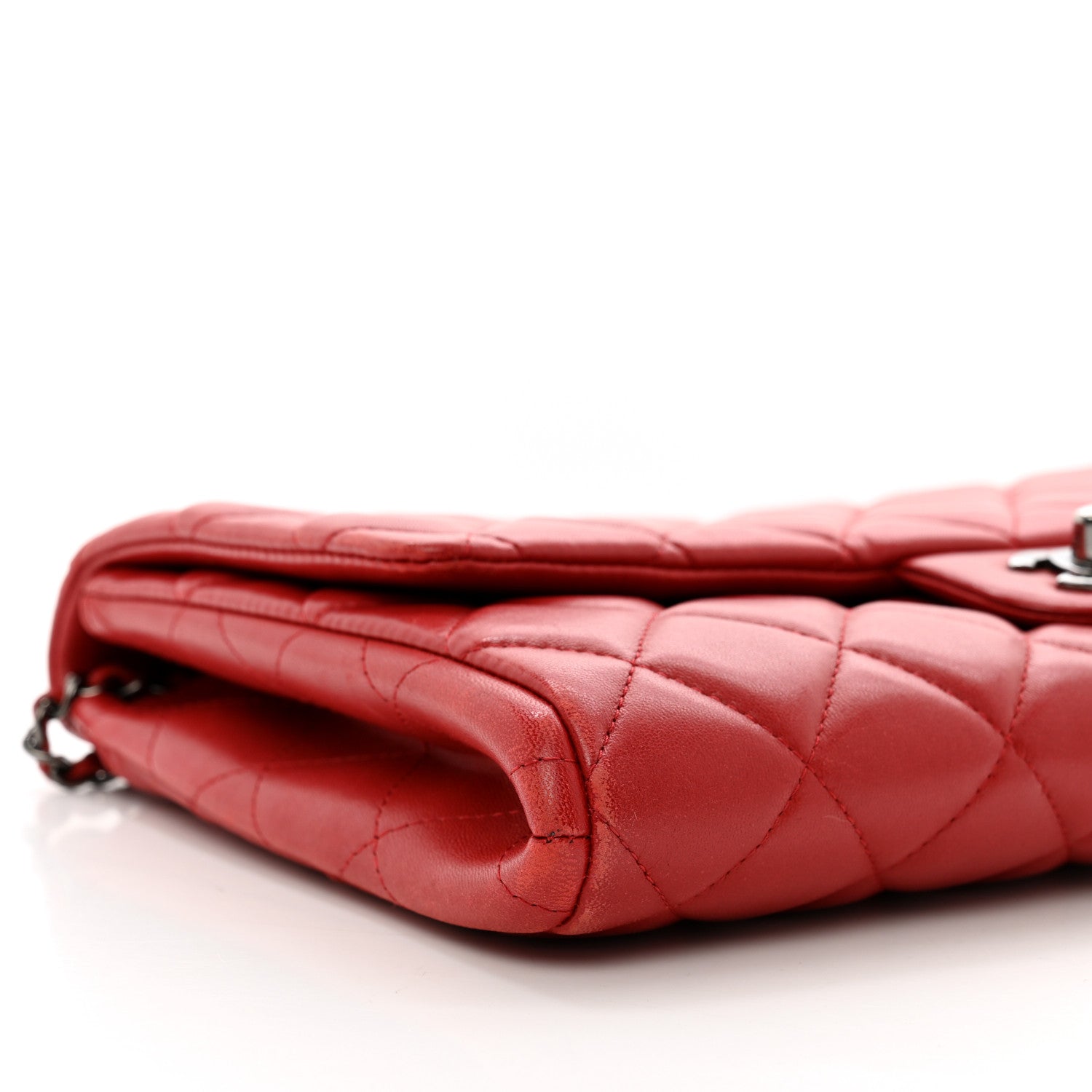 Chanel Lambskin Quilted Clutch with Chain Flap Red 9 of 12