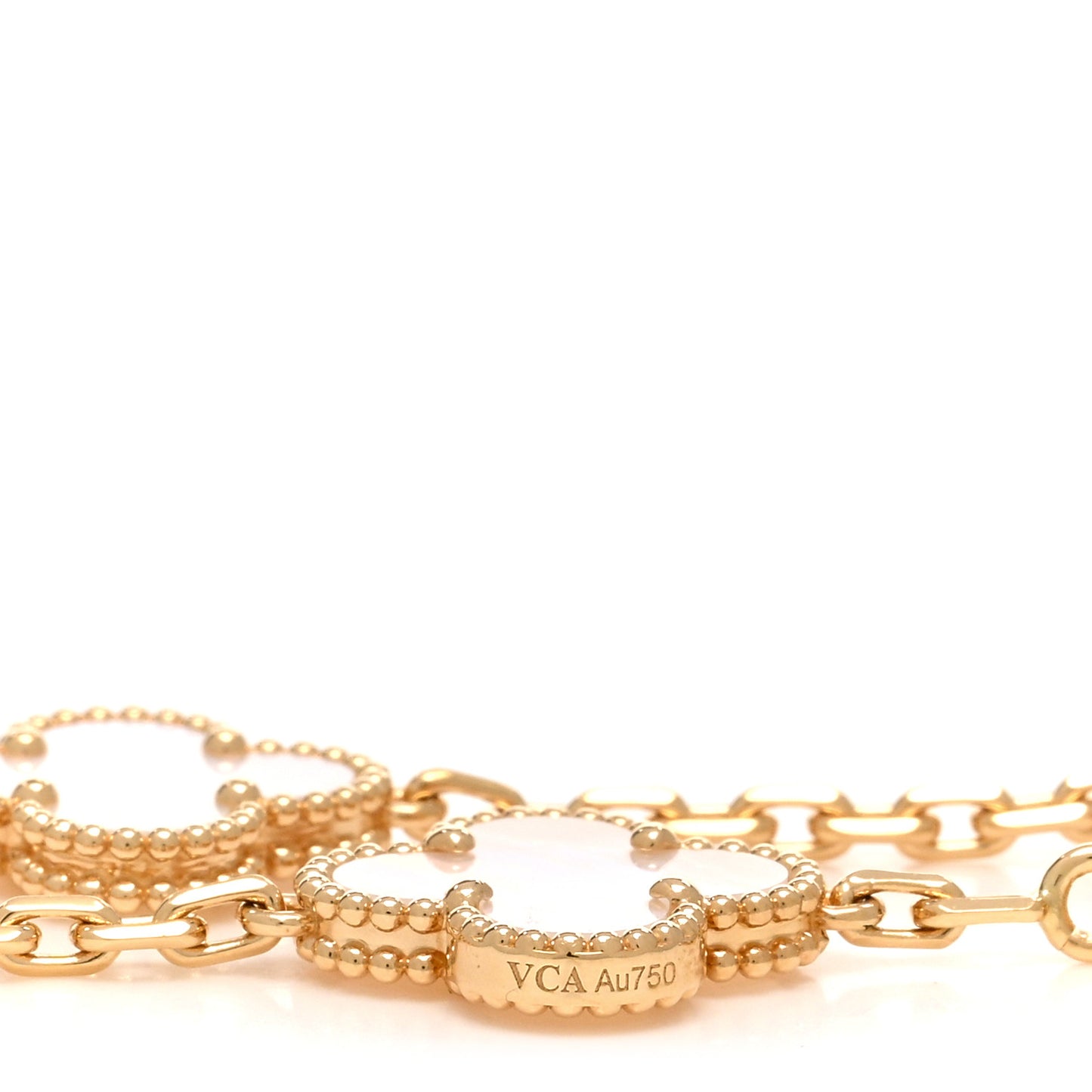 18K Yellow Gold Mother of Pearl 5 Motifs Vintage Alhambra Bracelet
