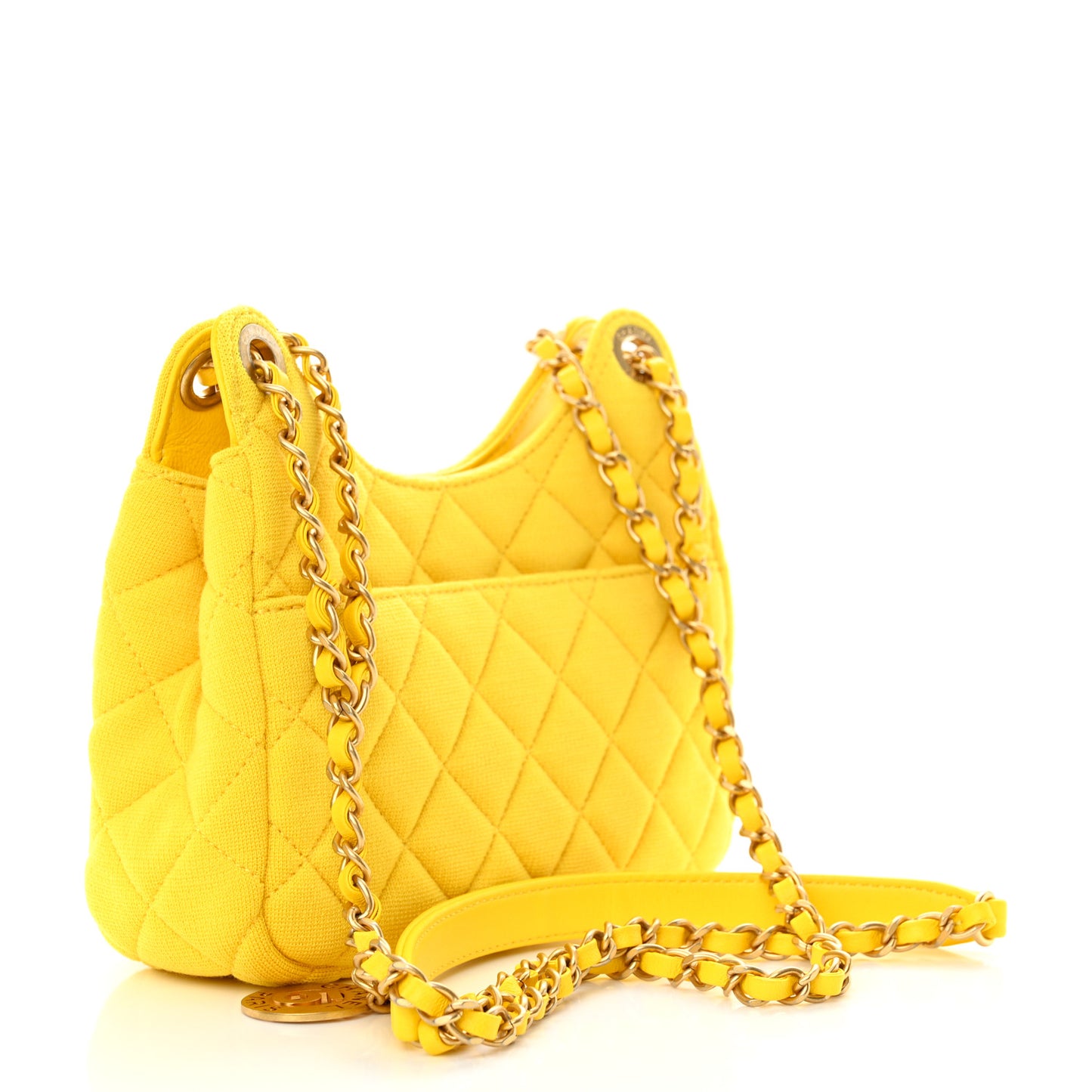 Jersey Quilted Small Wavy CC Hobo Yellow