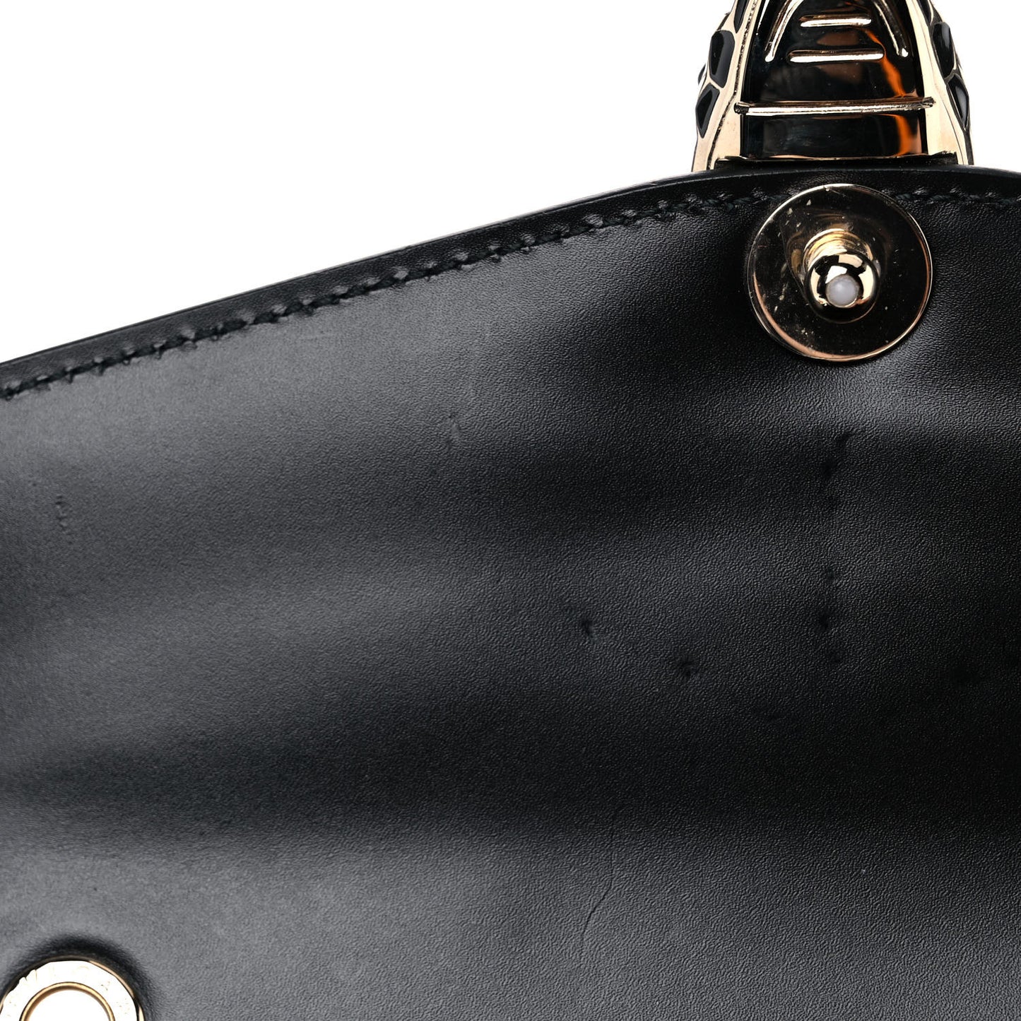 Calfskin Million Chain Motif Serpenti Forever Shoulder Bag Black
