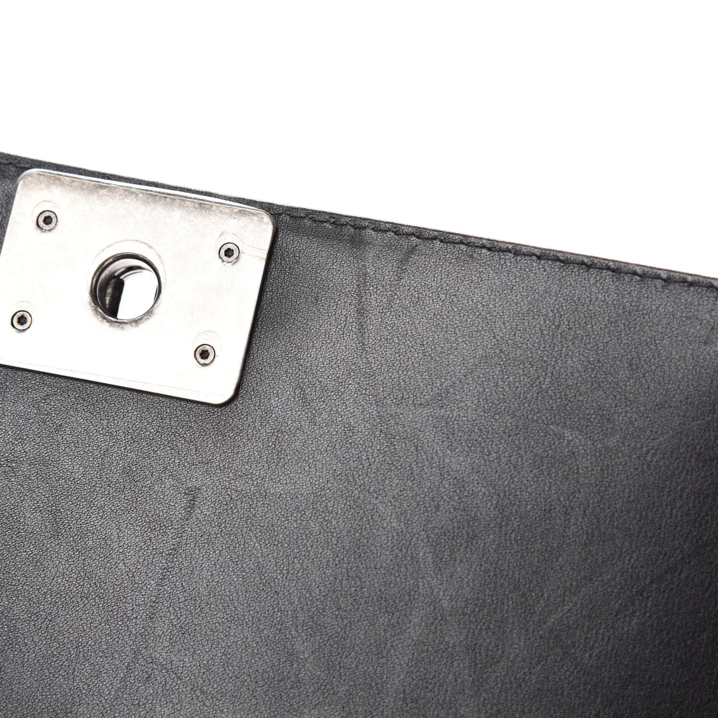 Calfskin Chevron Quilted Medium Braided Boy Flap Black