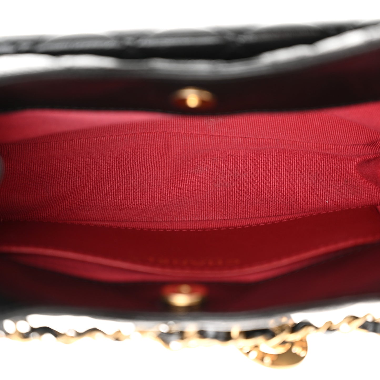 Shiny Crumpled Calfskin Quilted Small Wavy CC Hobo Black