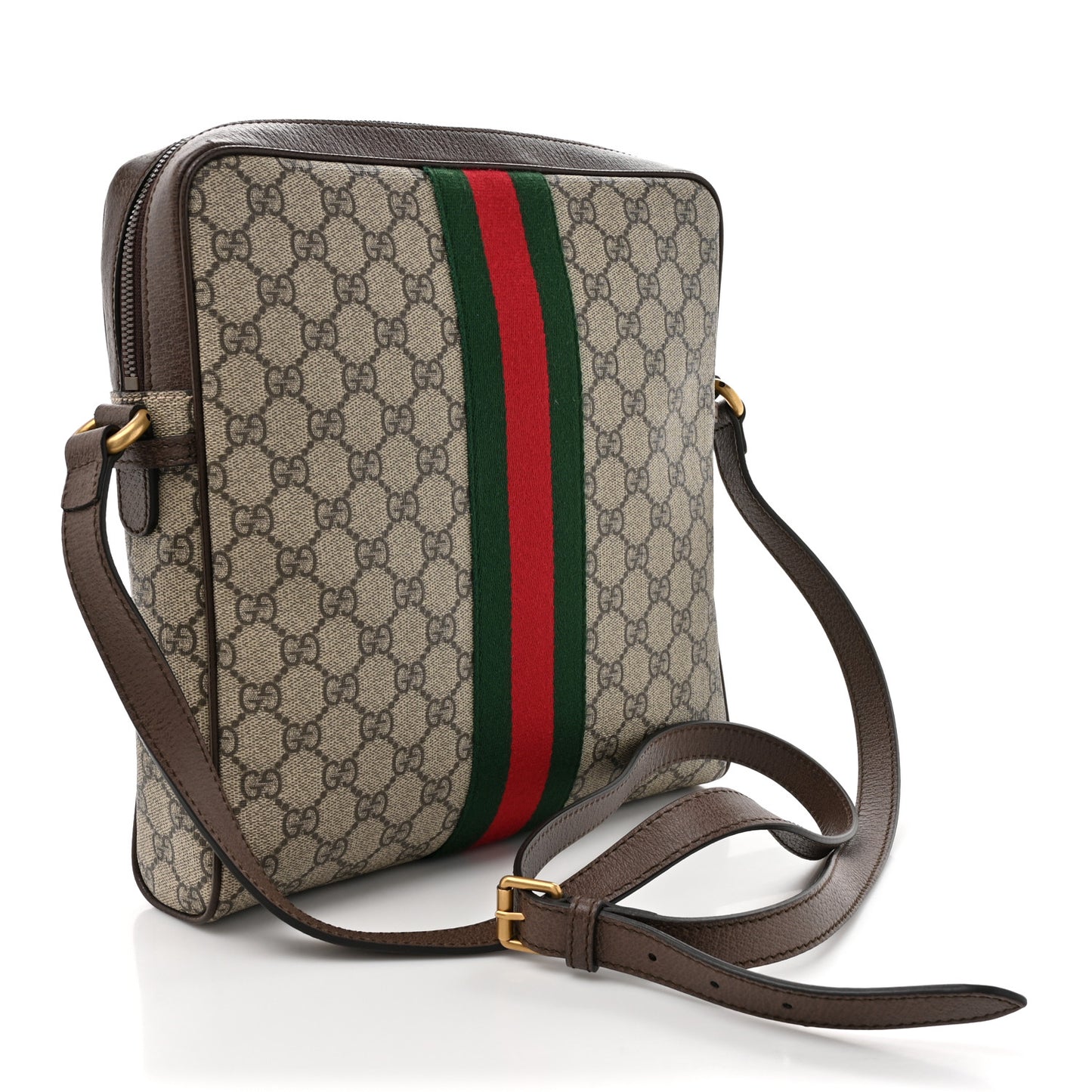 GG Supreme Monogram Web Medium Ophidia Messenger Bag Brown