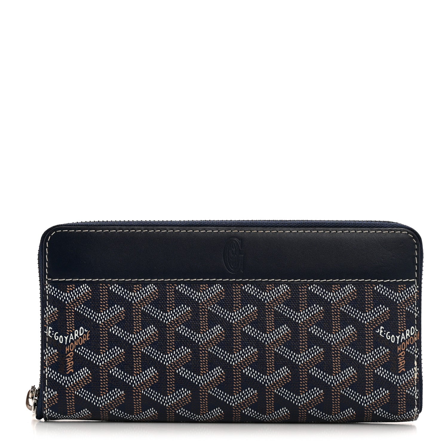 Goyard Goyardine Matignon Zip Around GM Wallet Navy 1780540
