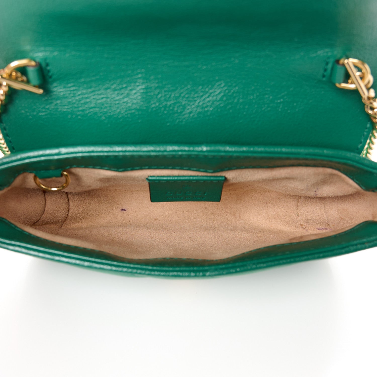 Gucci Azalea Calfskin Enamel Matelasse Diagonal Super Mini Torchon GG Marmont Shoulder Bag New Shamarock Emerald 5 of 11