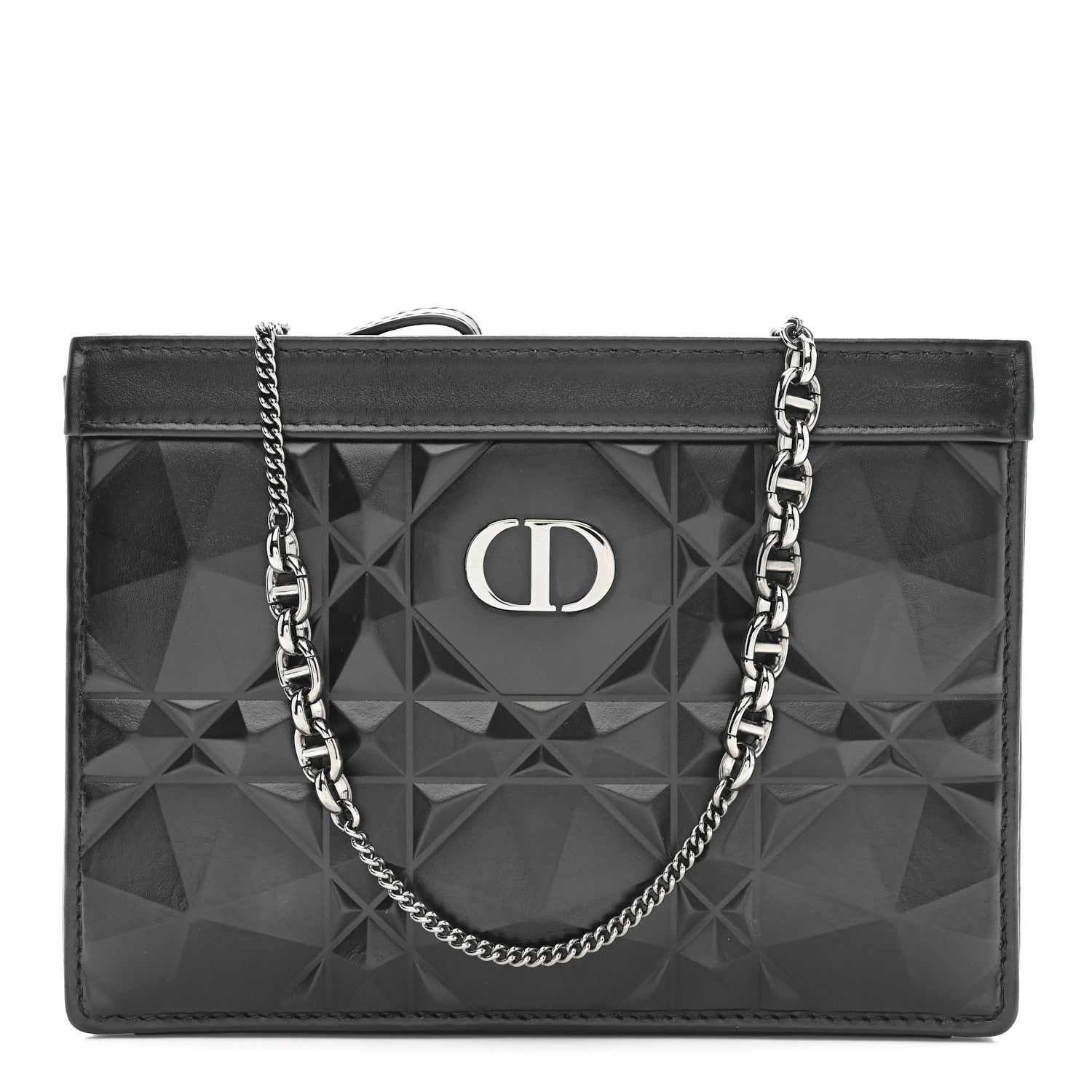 Christian Dior Calfskin Macrocannage Diamond Caro Zipped Pouch