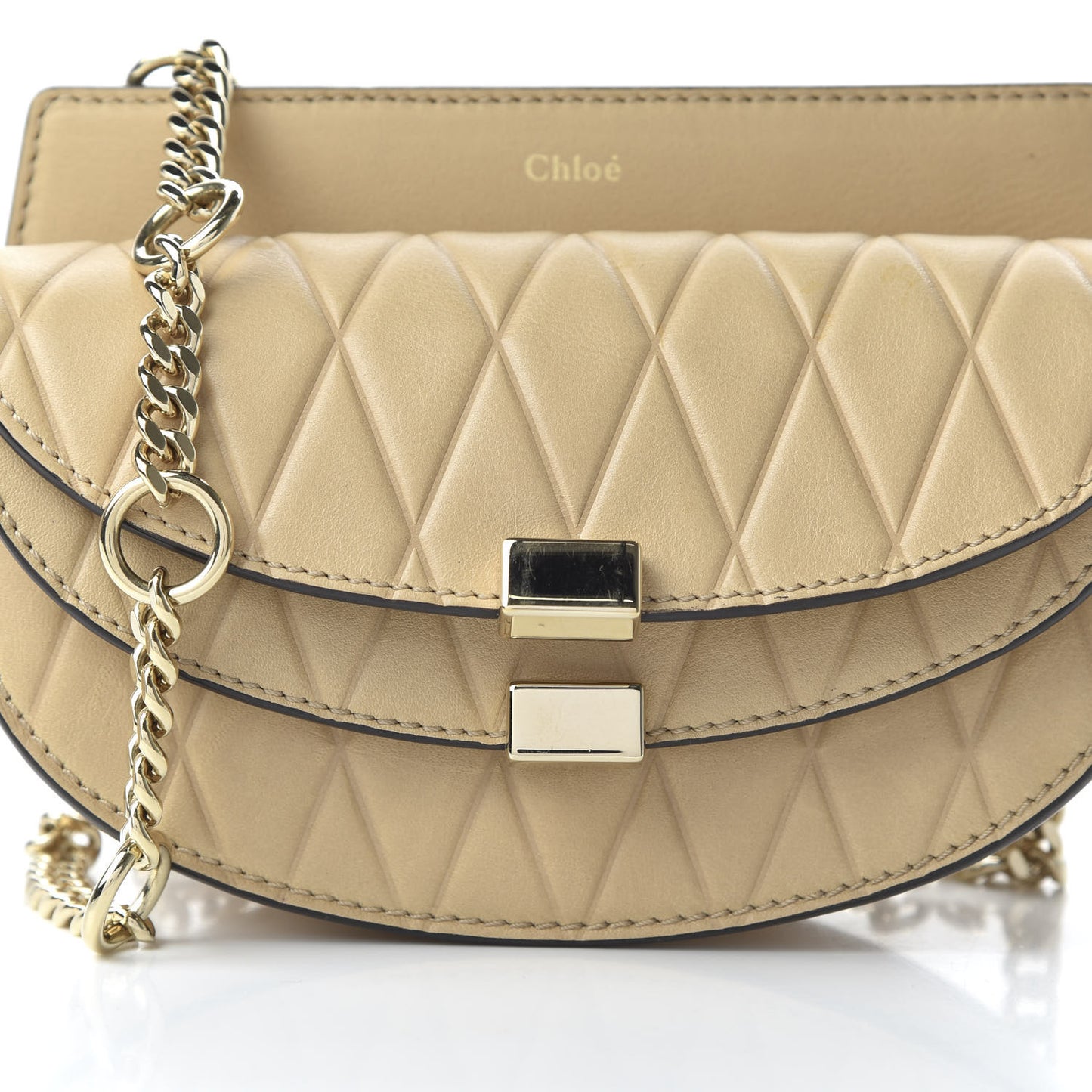 Calfskin Embossed Nano Georgia Crossbody Bag Sand
