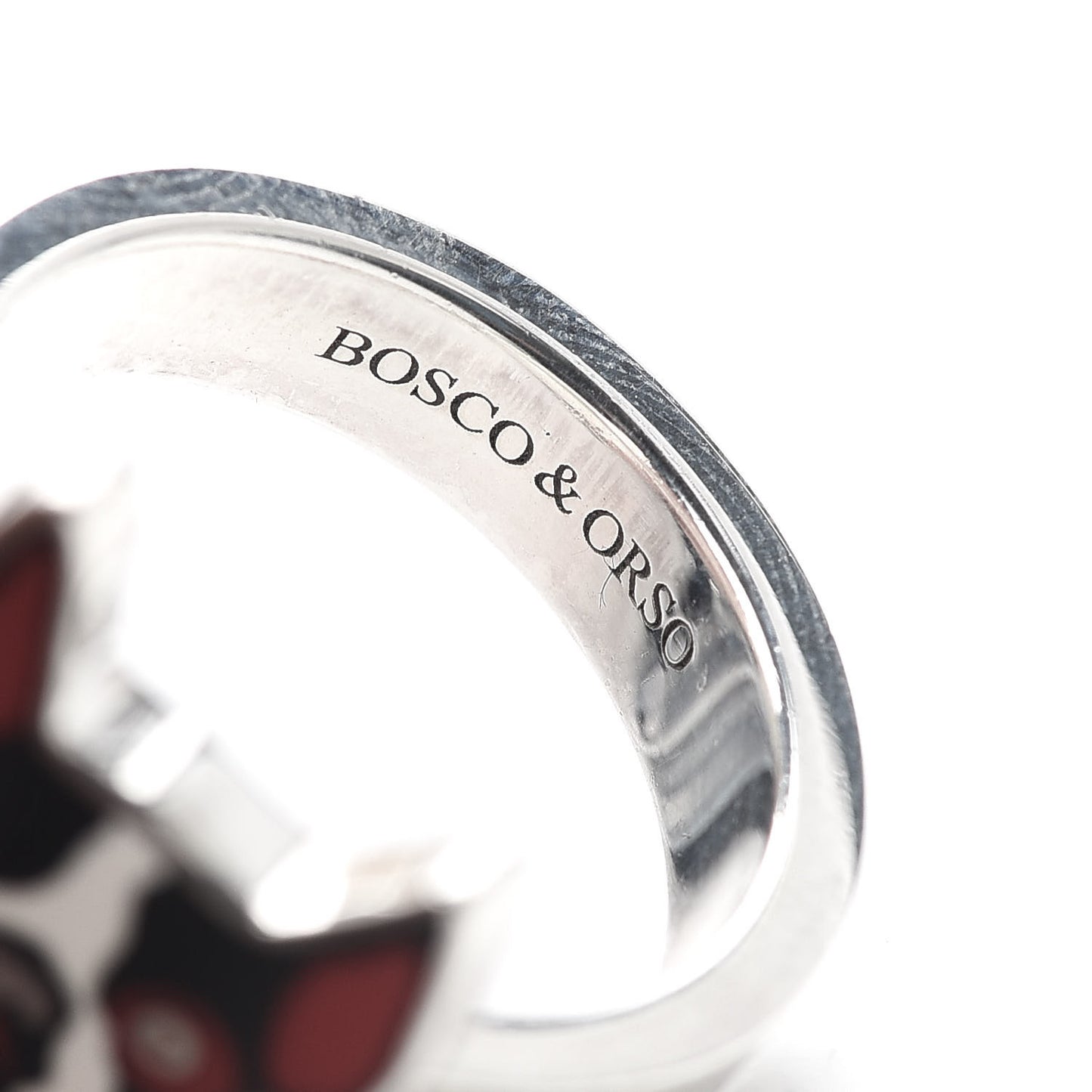 Sterling Silver Black Spinel Orso Double Ring 56 7.5