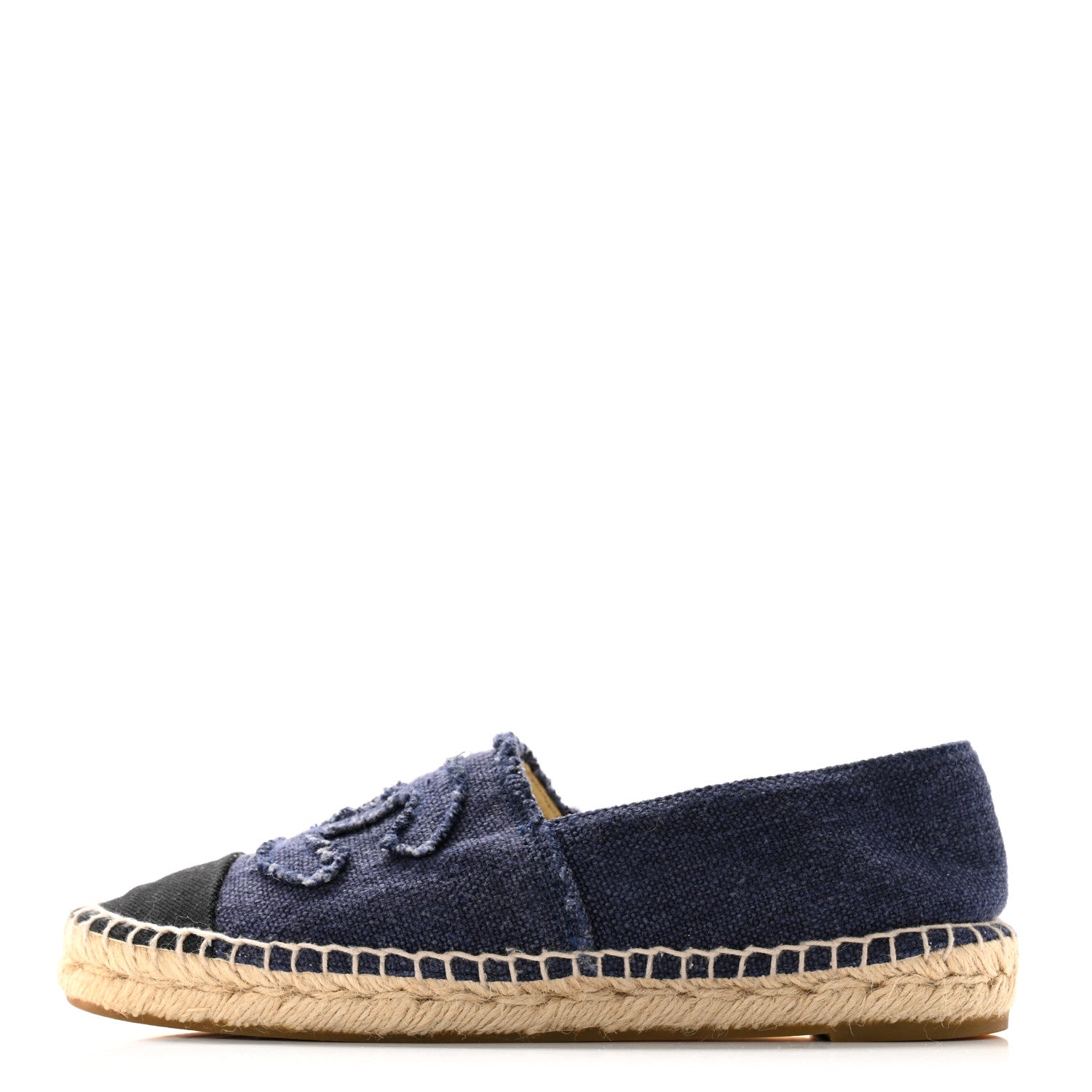 Chanel Denim Toile CC Espadrilles 37 Navy Black 1 of 10