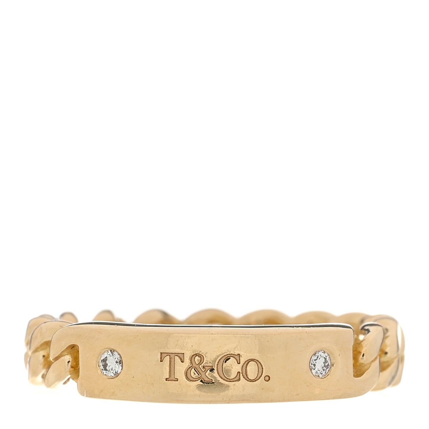 18K Yellow Gold Diamond Micro Link Ring 47 4