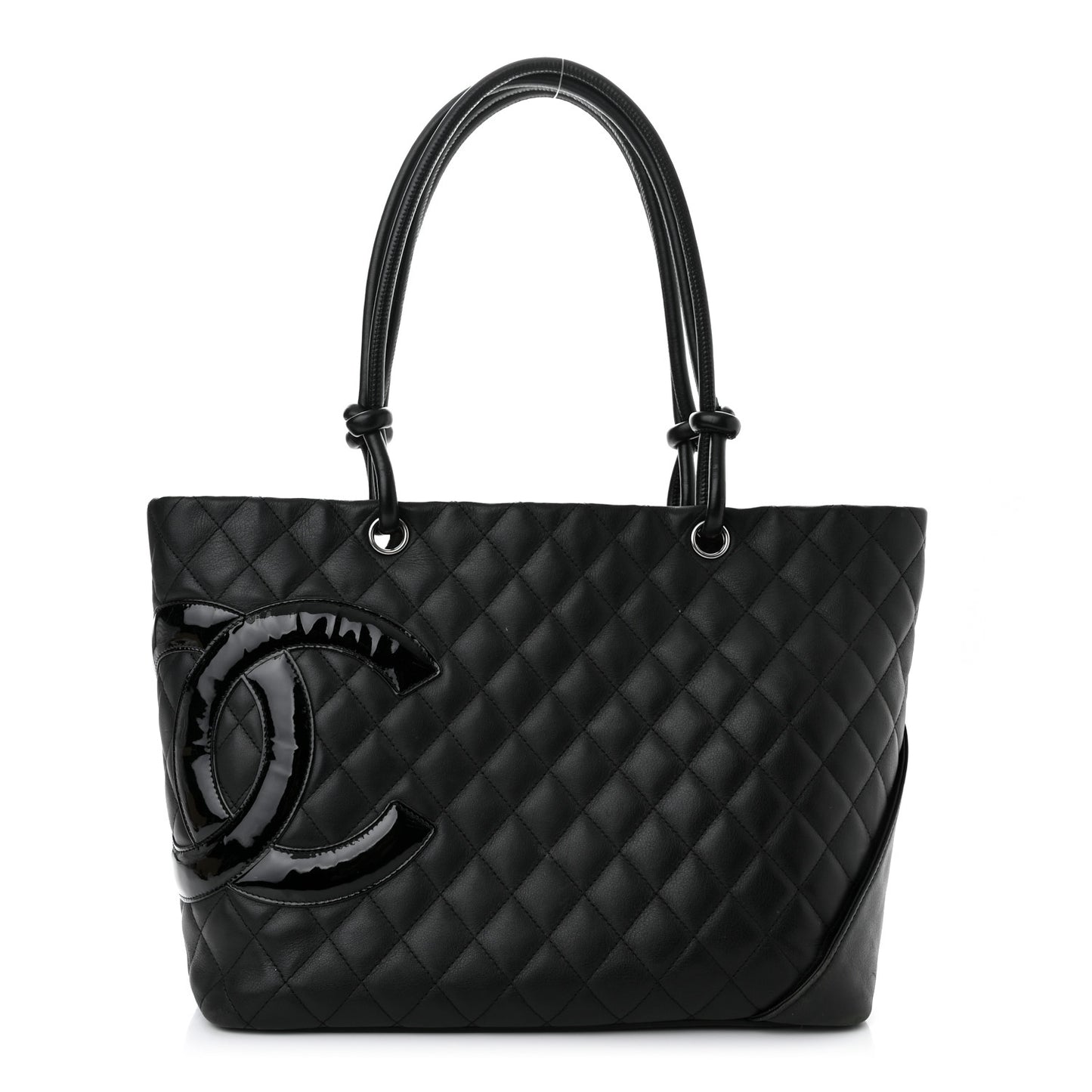 Calfskin Quilted Large Cambon Tote Black