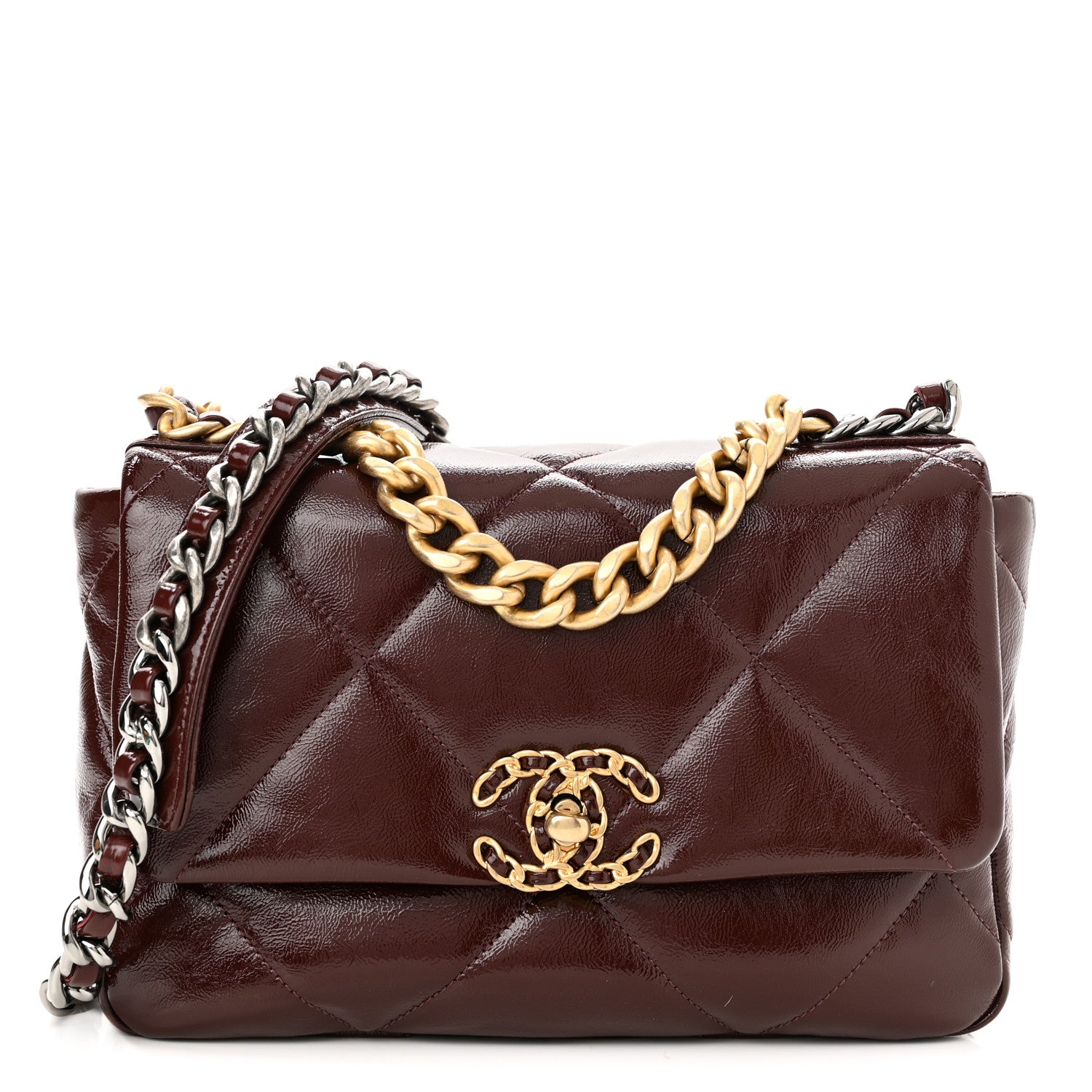 Chanel Shiny Crumpled Calfskin Quilted Medium Chanel 19 Flap