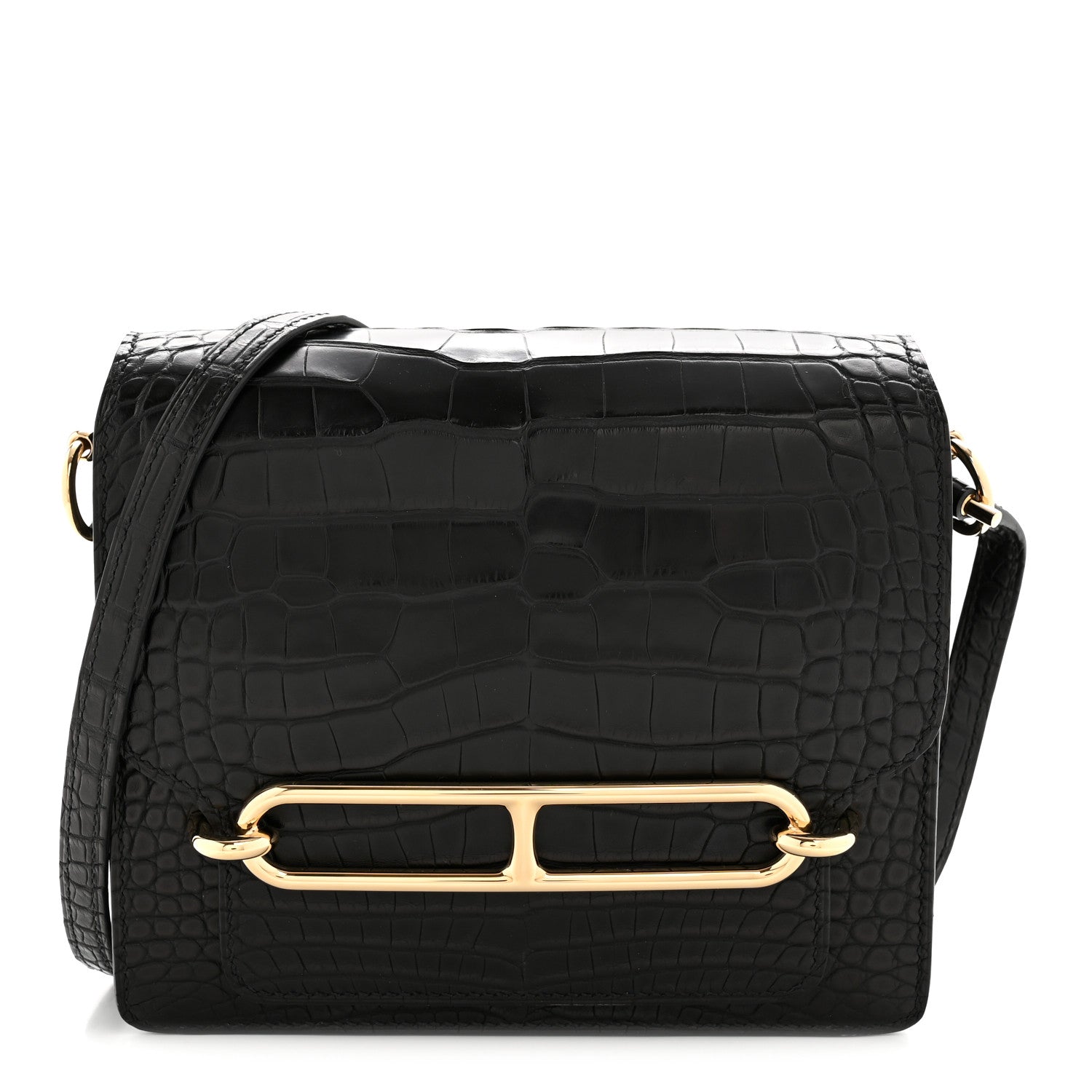 Hermes Matte Alligator Mini Sac Roulis Black 1839145 – FASHIONPHILE