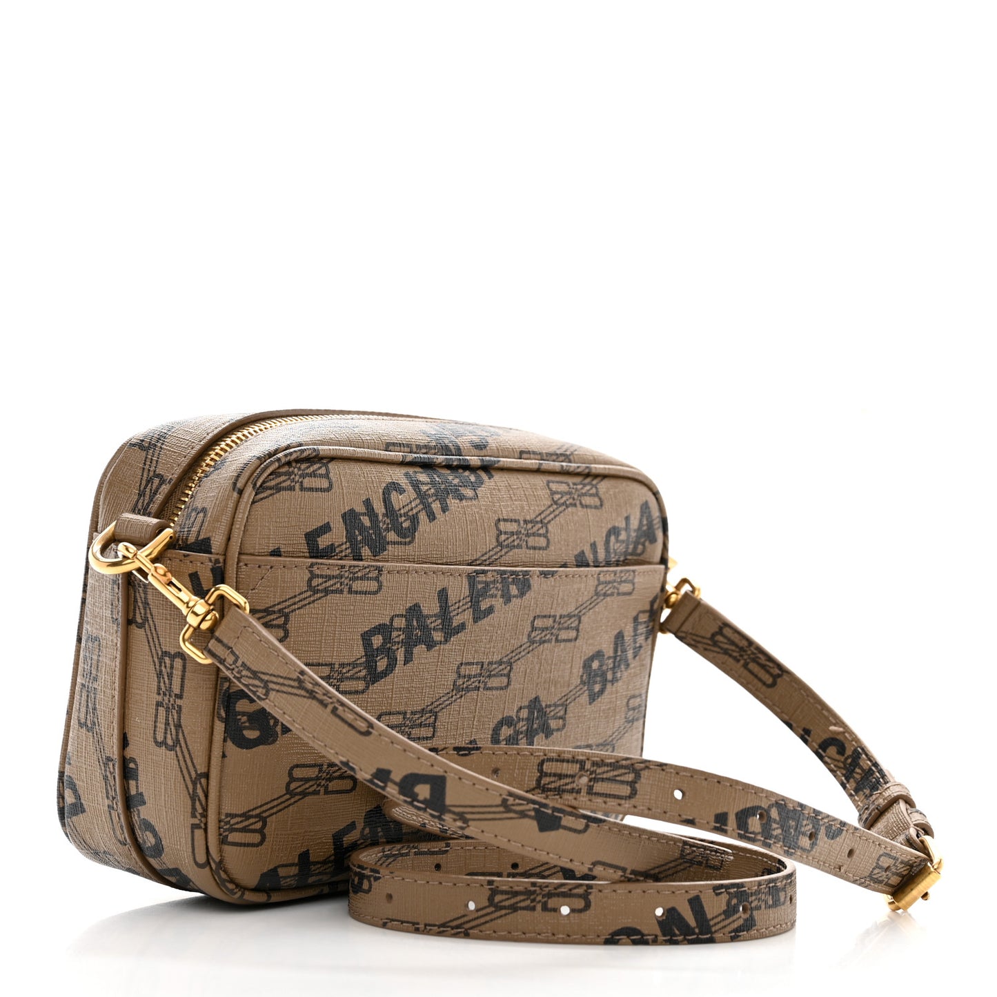 Coated Canvas BB Monogram Allover Logo Small Camera Bag Beige Brown Black