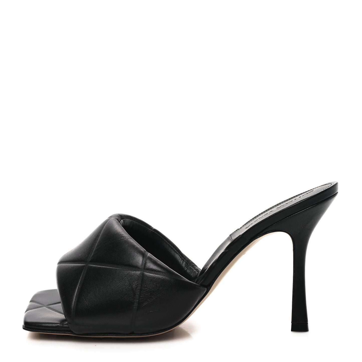 Nappa Quilted Ruber Lido Mule Sandals 40 Black