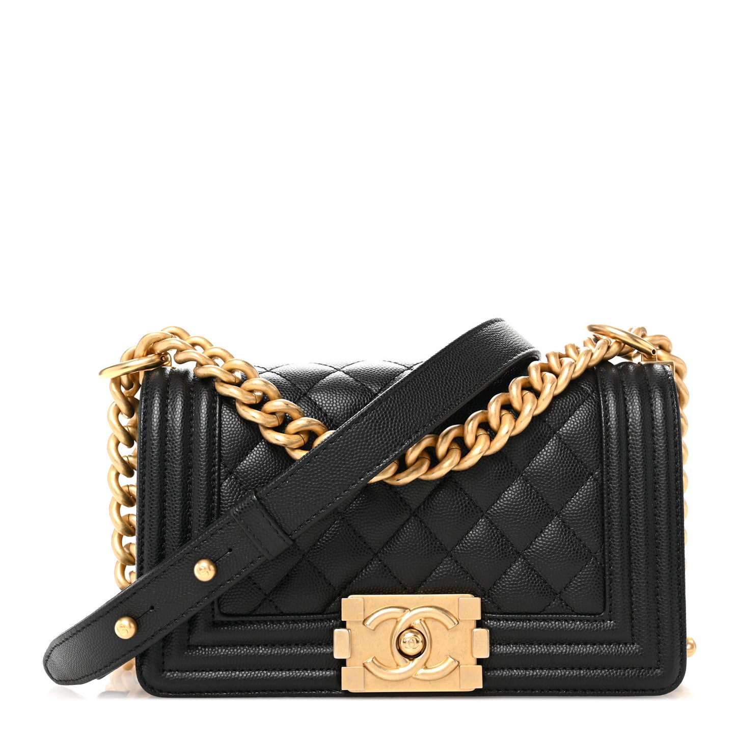 Caviar Quilted Small Boy Flap Black