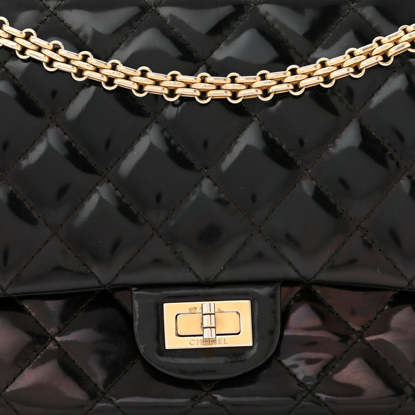 Patent Quilted 2.55 Reissue 226 Flap Black