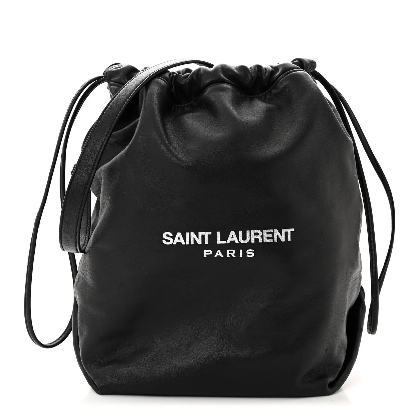 Lambskin Teddy Drawstring Bag Black