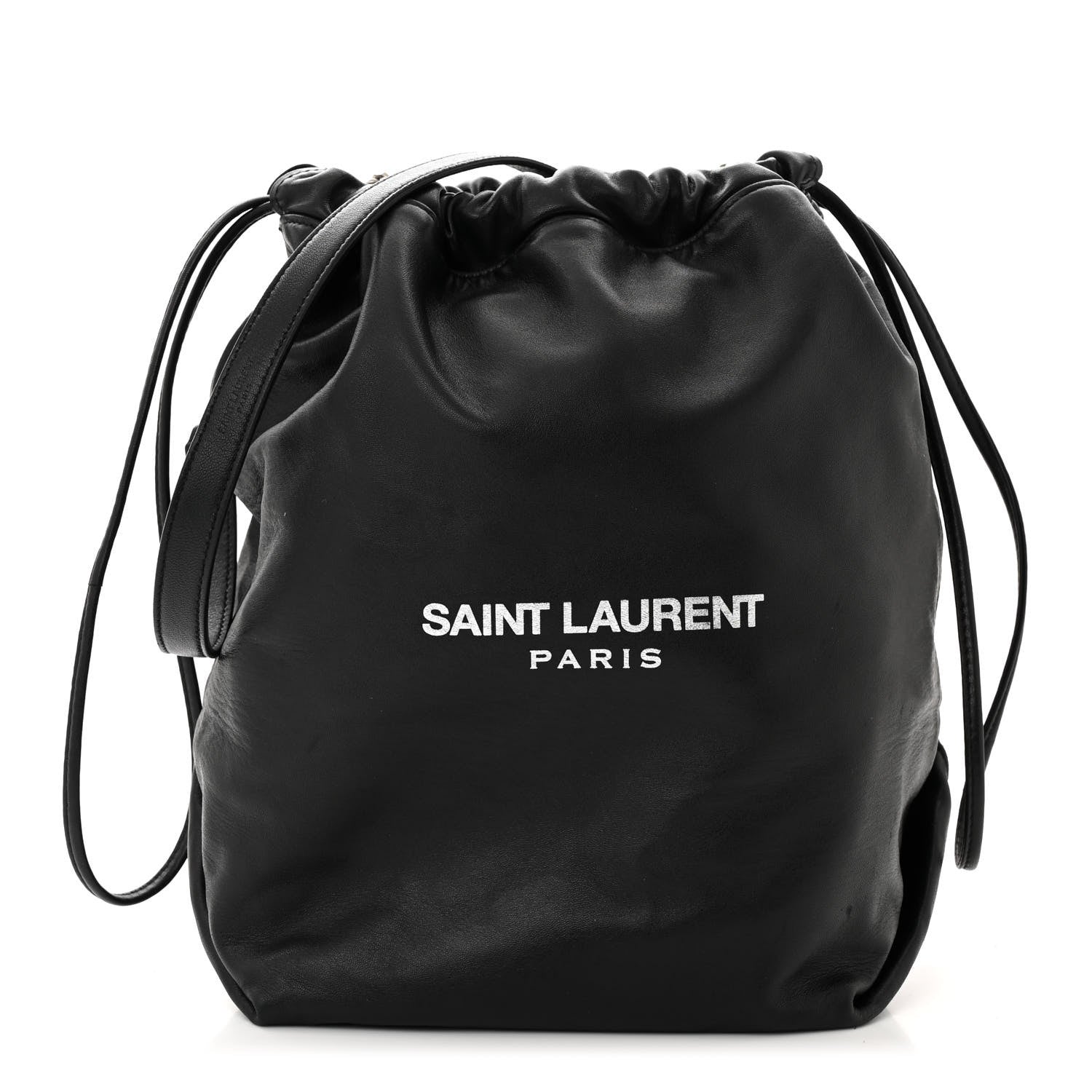 Saint Laurent Lambskin Teddy Drawstring Bag Black 1 of 9