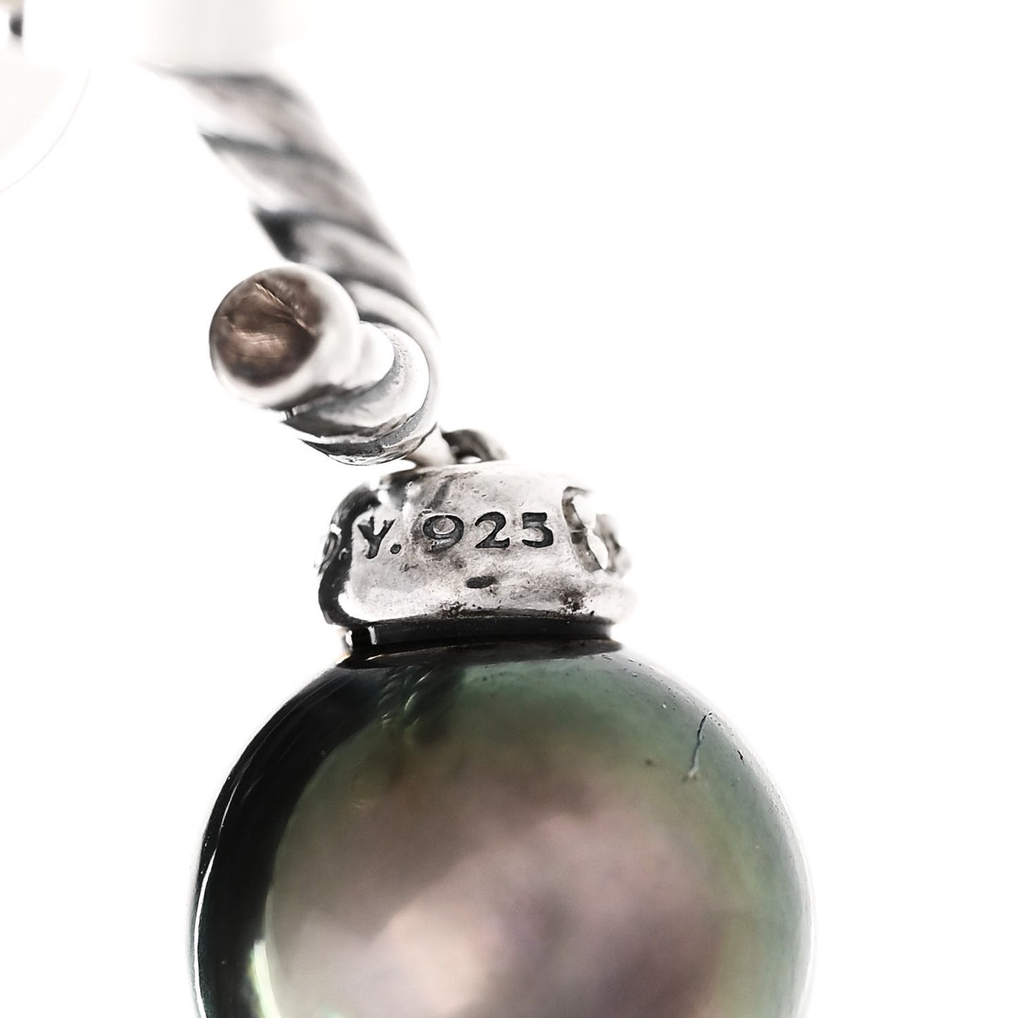Sterling Silver Diamond Tahitian Pearl Solari Cable Drop Earrings