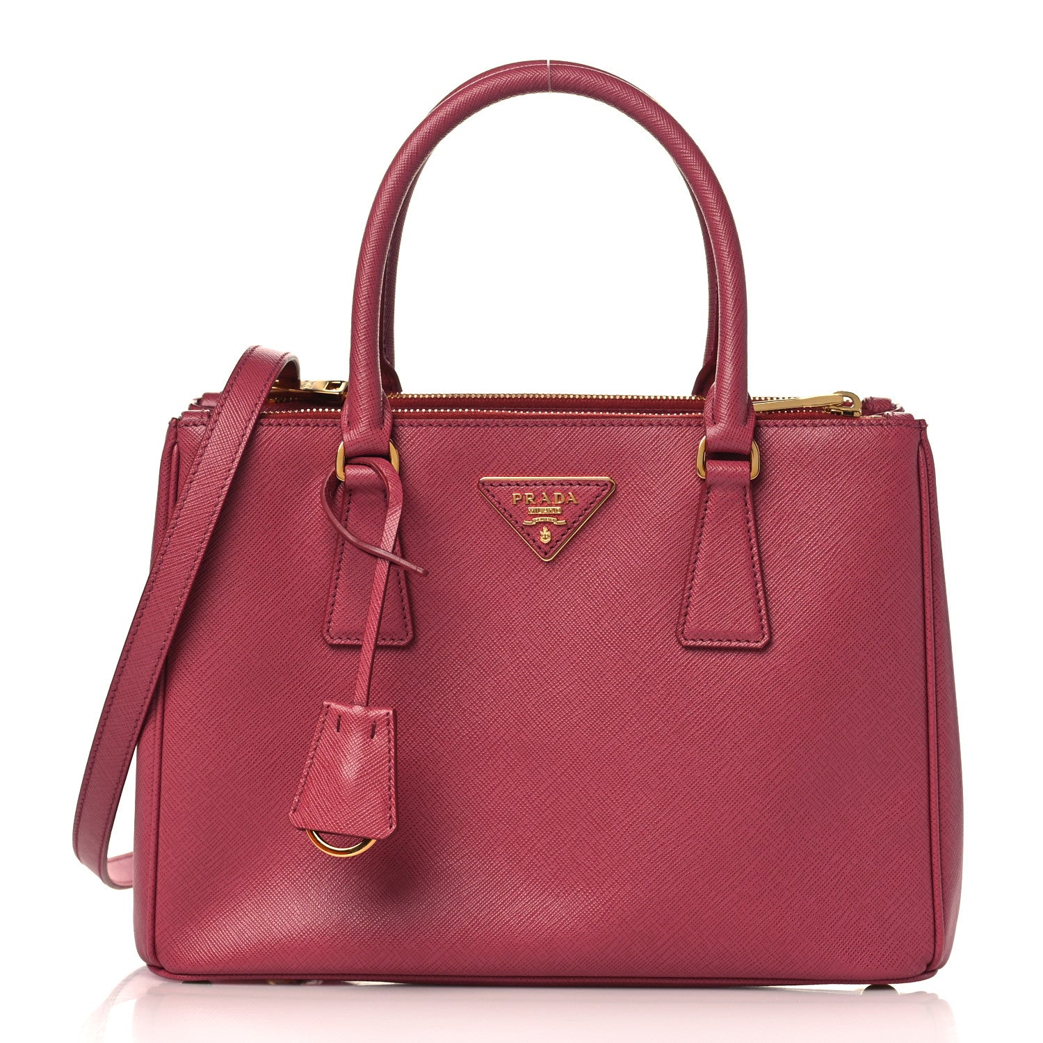 Prada Saffiano Lux Small Double Zip Tote Ibisco 1 of 8