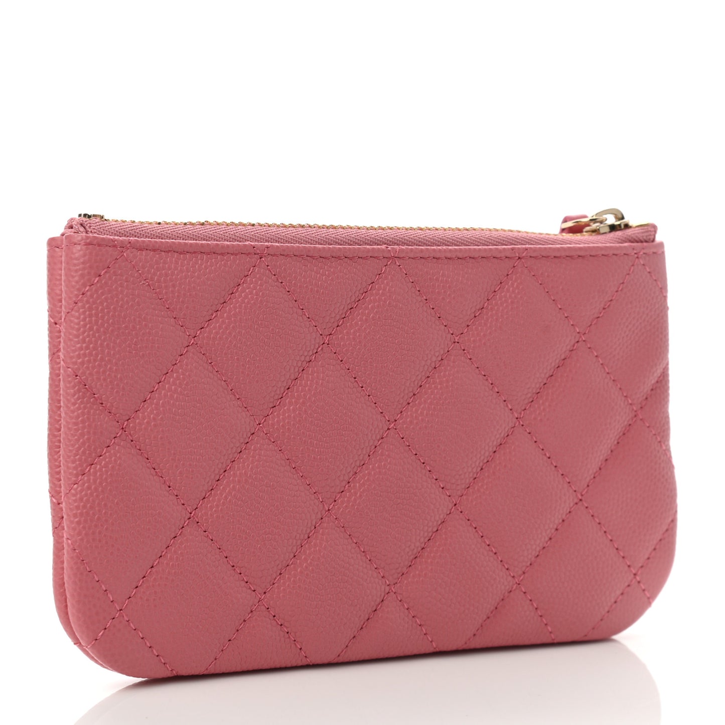 Caviar Quilted Small Cosmetic Case Dark Pink