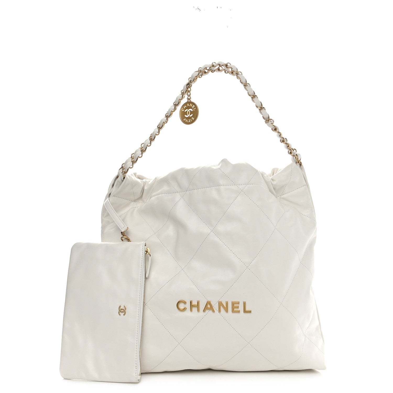 Chanel Shiny Calfskin Quilted Small Chanel 22 White 3 of 11